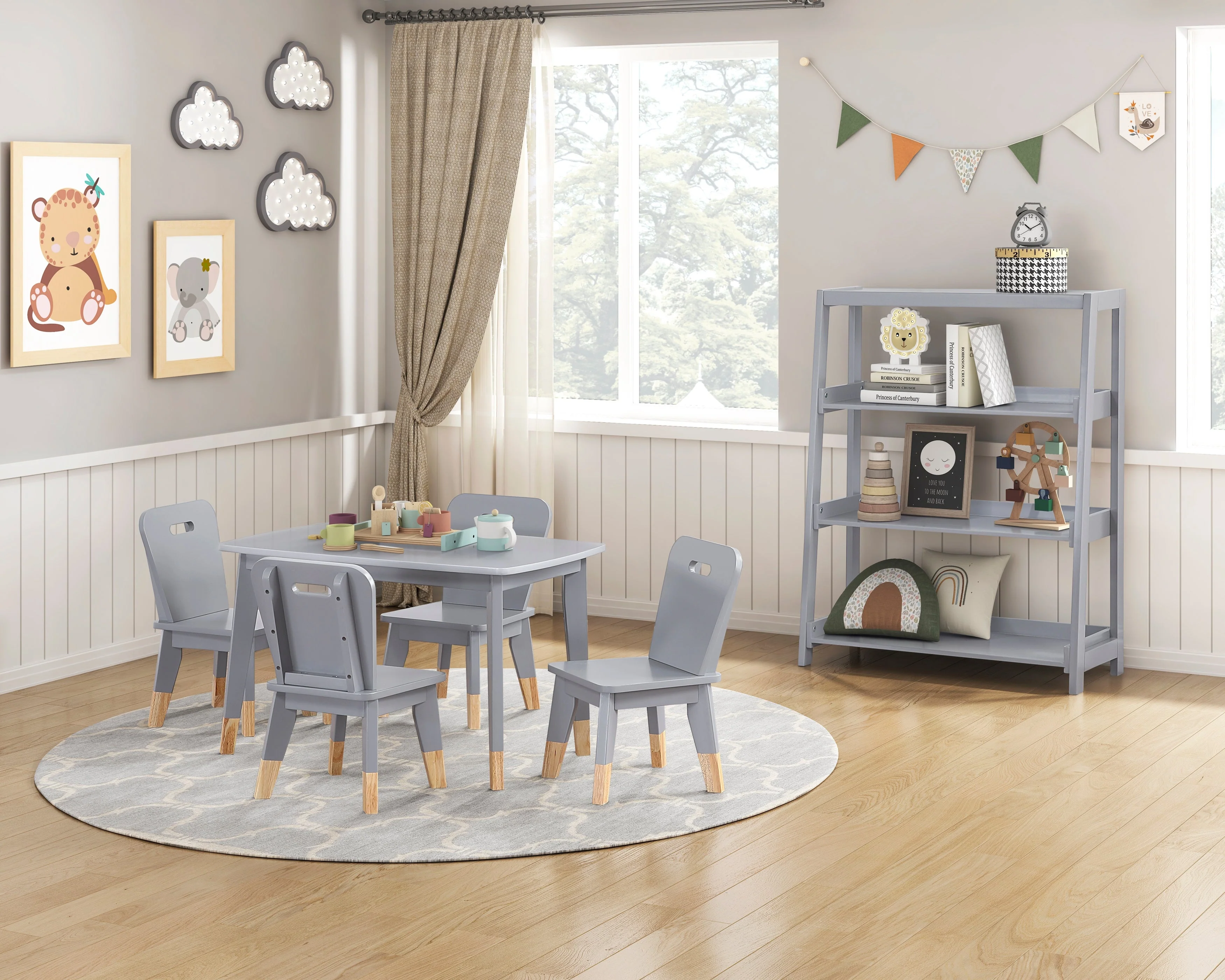Sloane Gray 5-Piece Pack Children Table and Chairs Set - Image 8