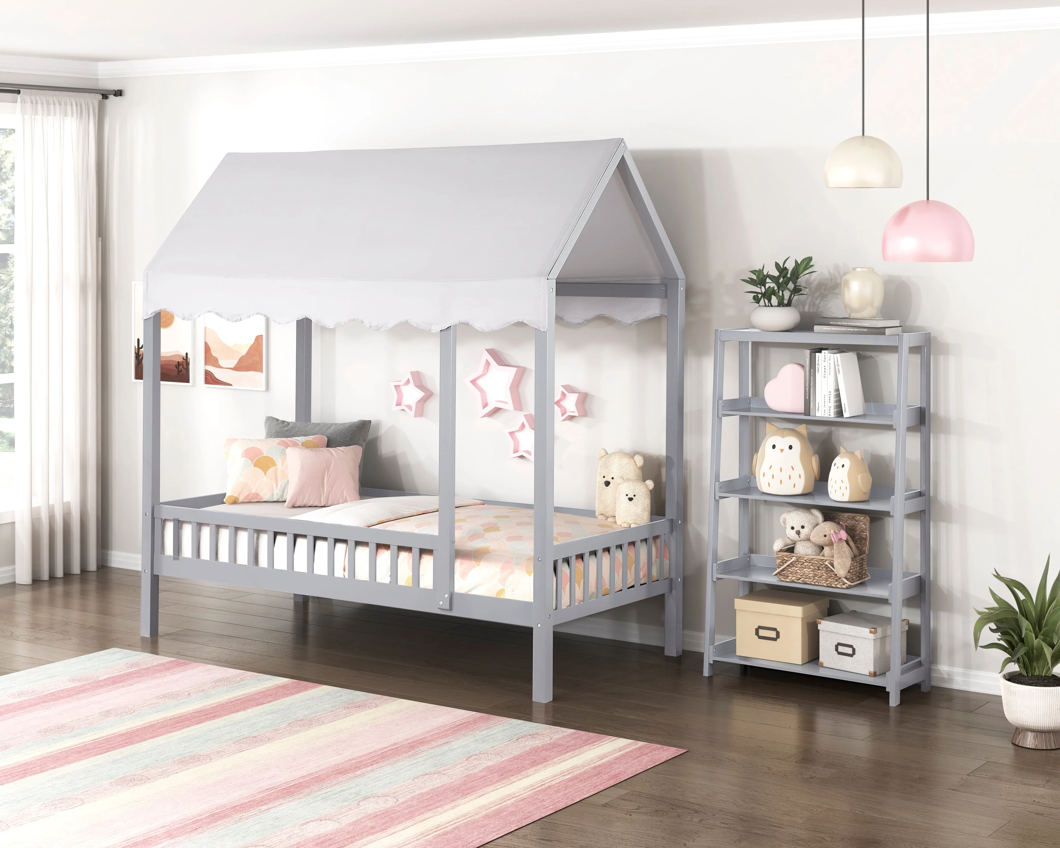 Sloane Gray Bookcase with 4 Fixed Shelves - Image 7