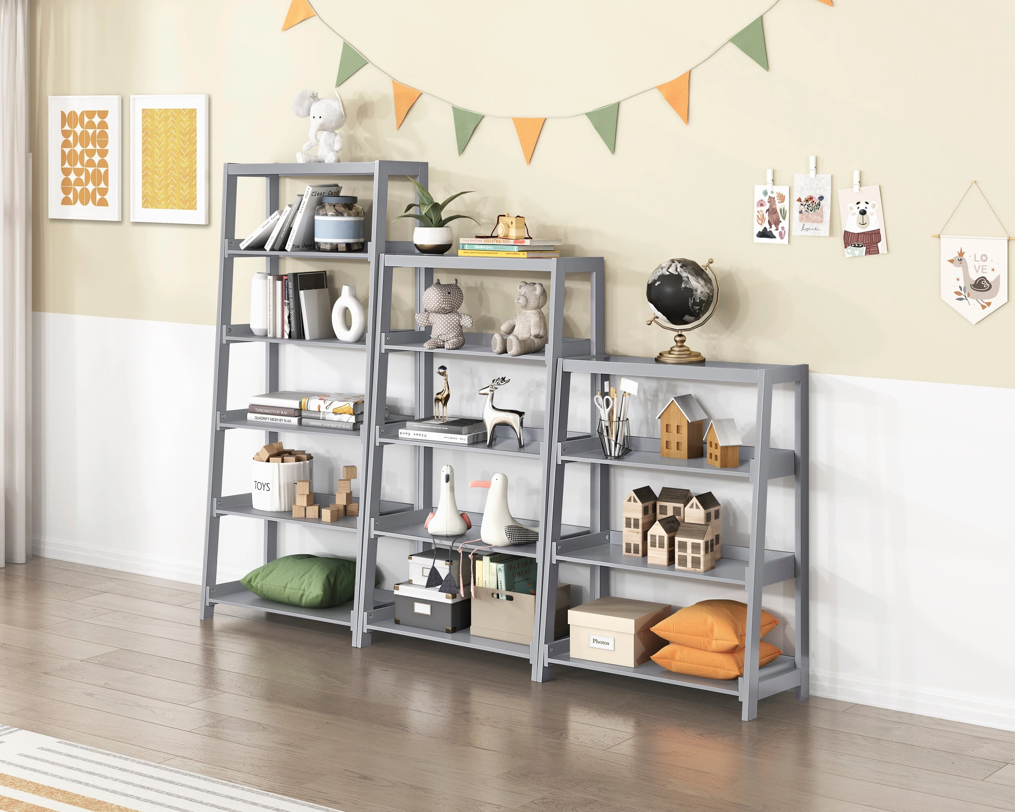 Sloane Gray Bookcase with 5 Fixed Shelves - Image 4
