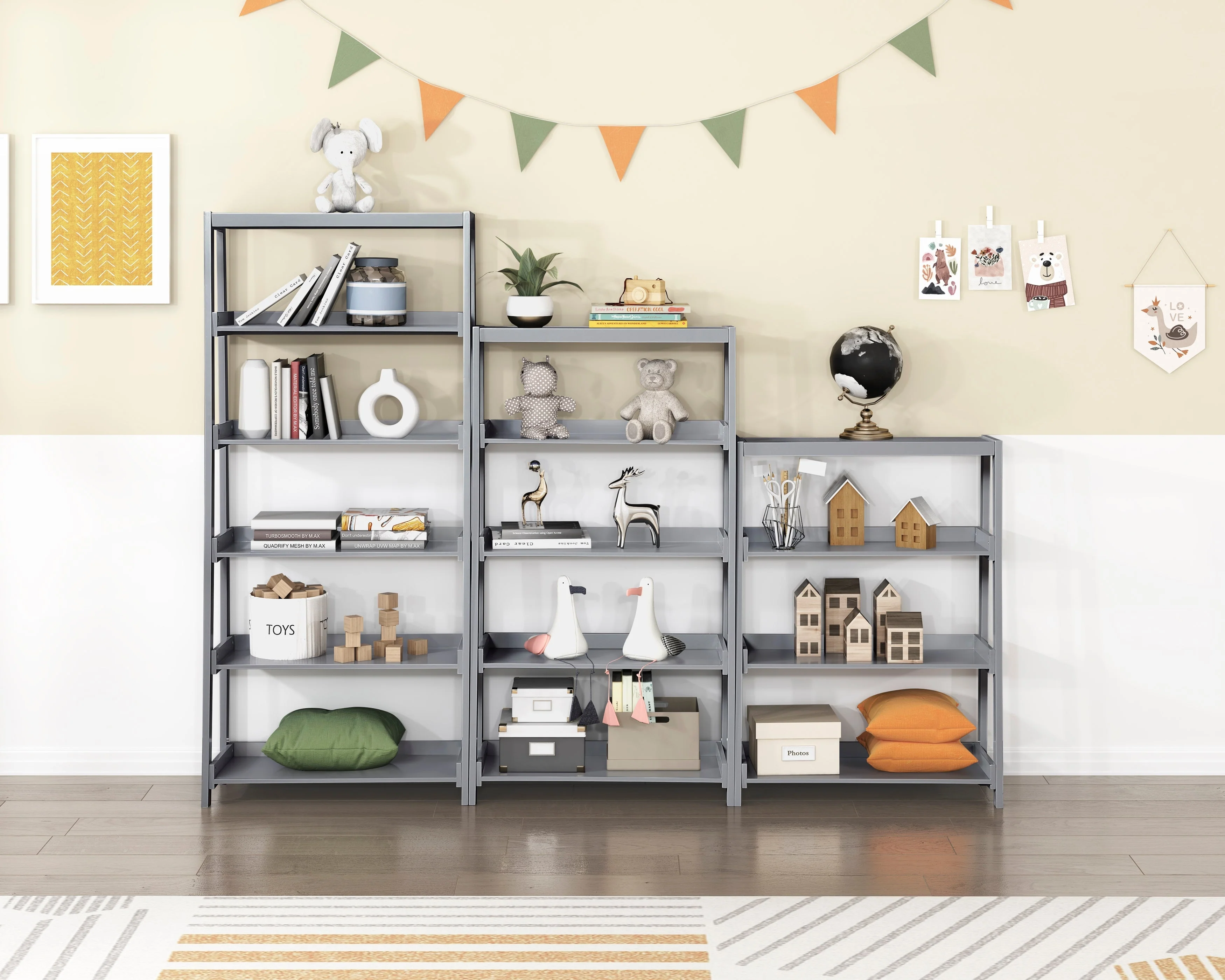 Sloane Gray Bookcase with 5 Fixed Shelves - Image 5