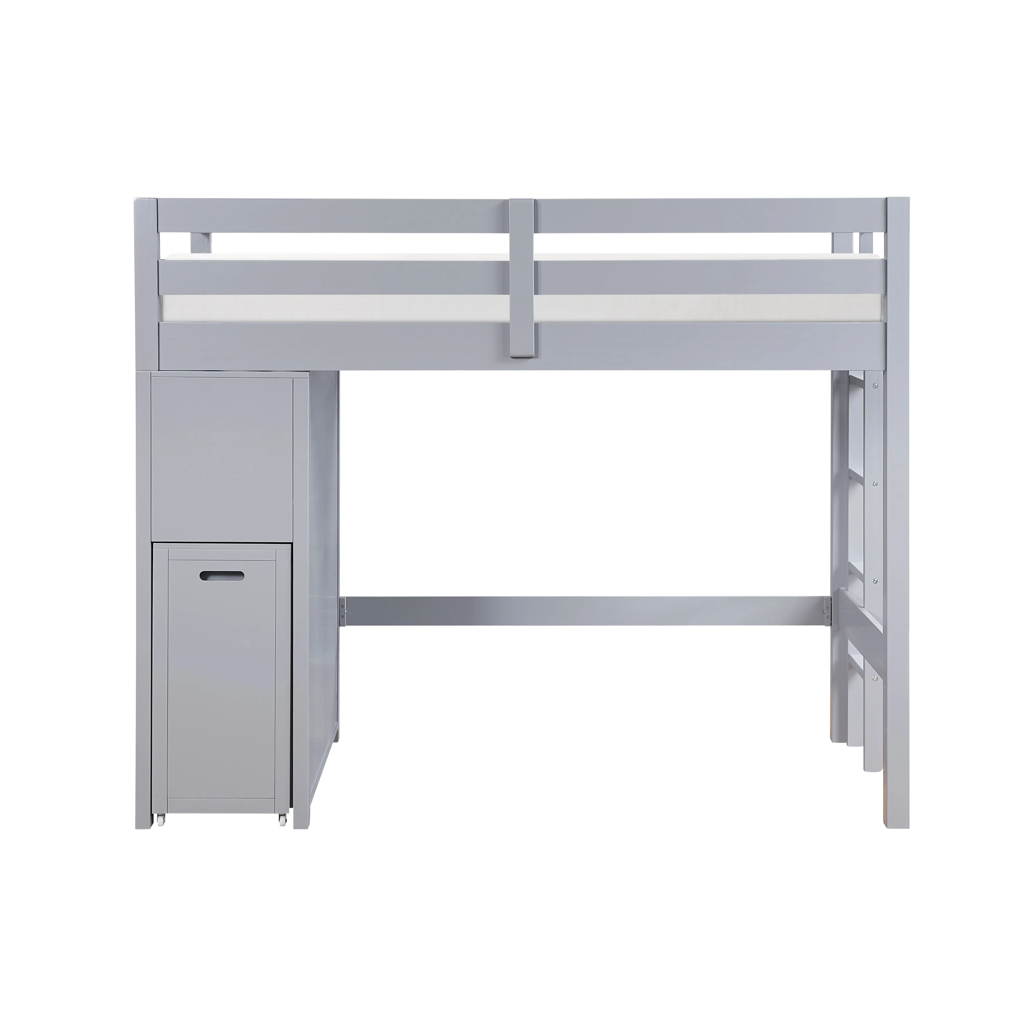 Sloane Gray Twin/Full Loft Bunk Bed with Chest and Hidden Desk - Image 11