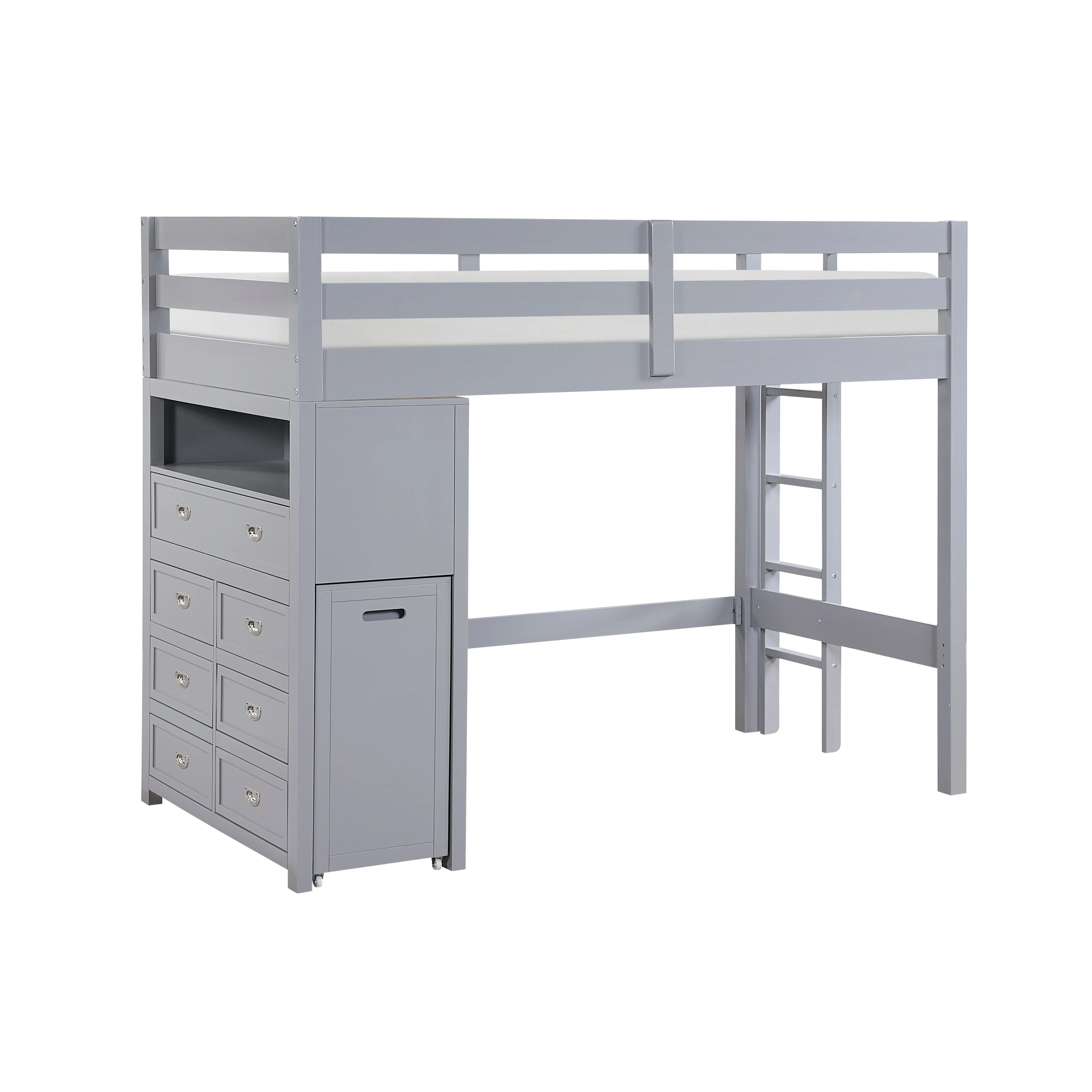 Sloane Gray Twin/Full Loft Bunk Bed with Chest and Hidden Desk - Image 13
