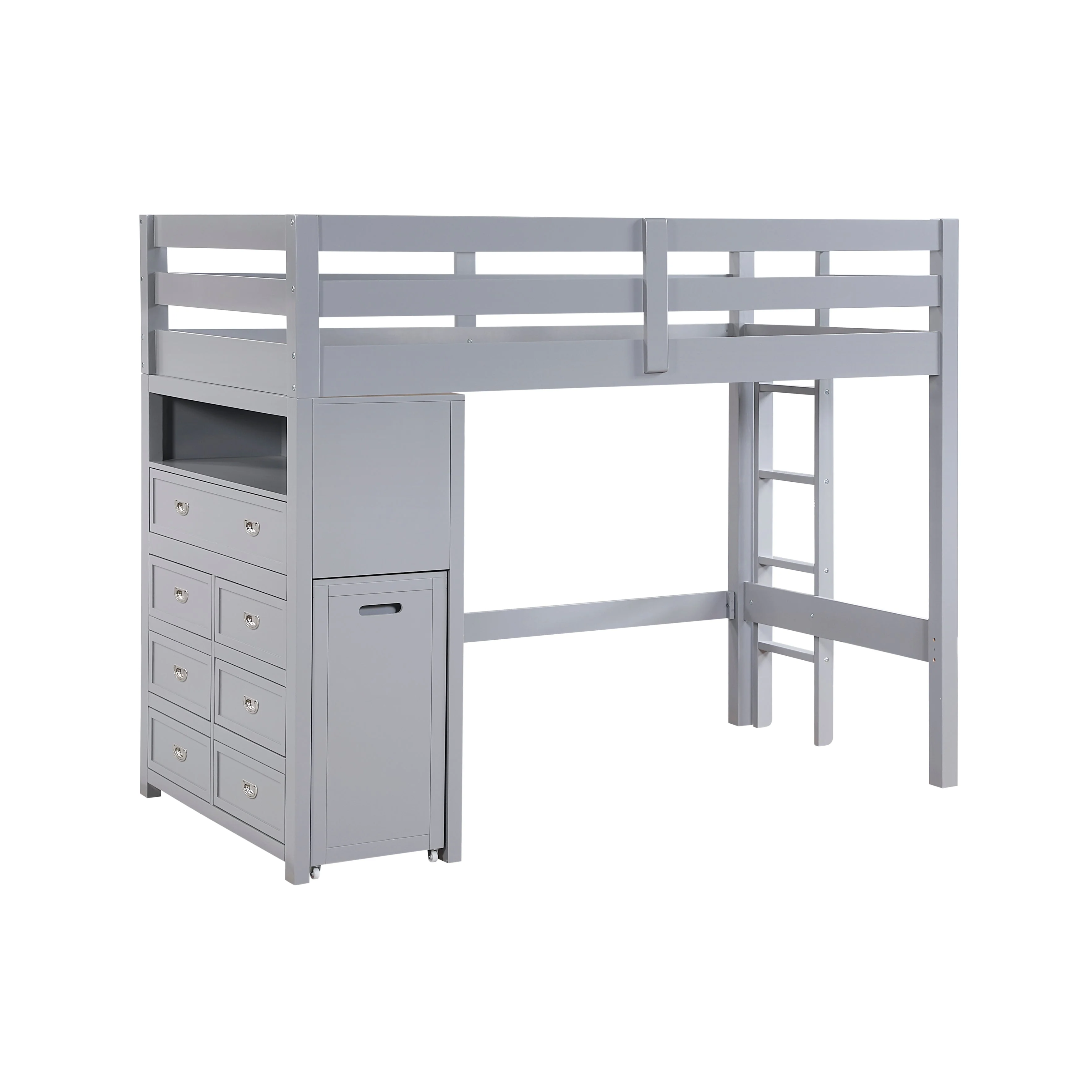 Sloane Gray Twin/Full Loft Bunk Bed with Chest and Hidden Desk - Image 14
