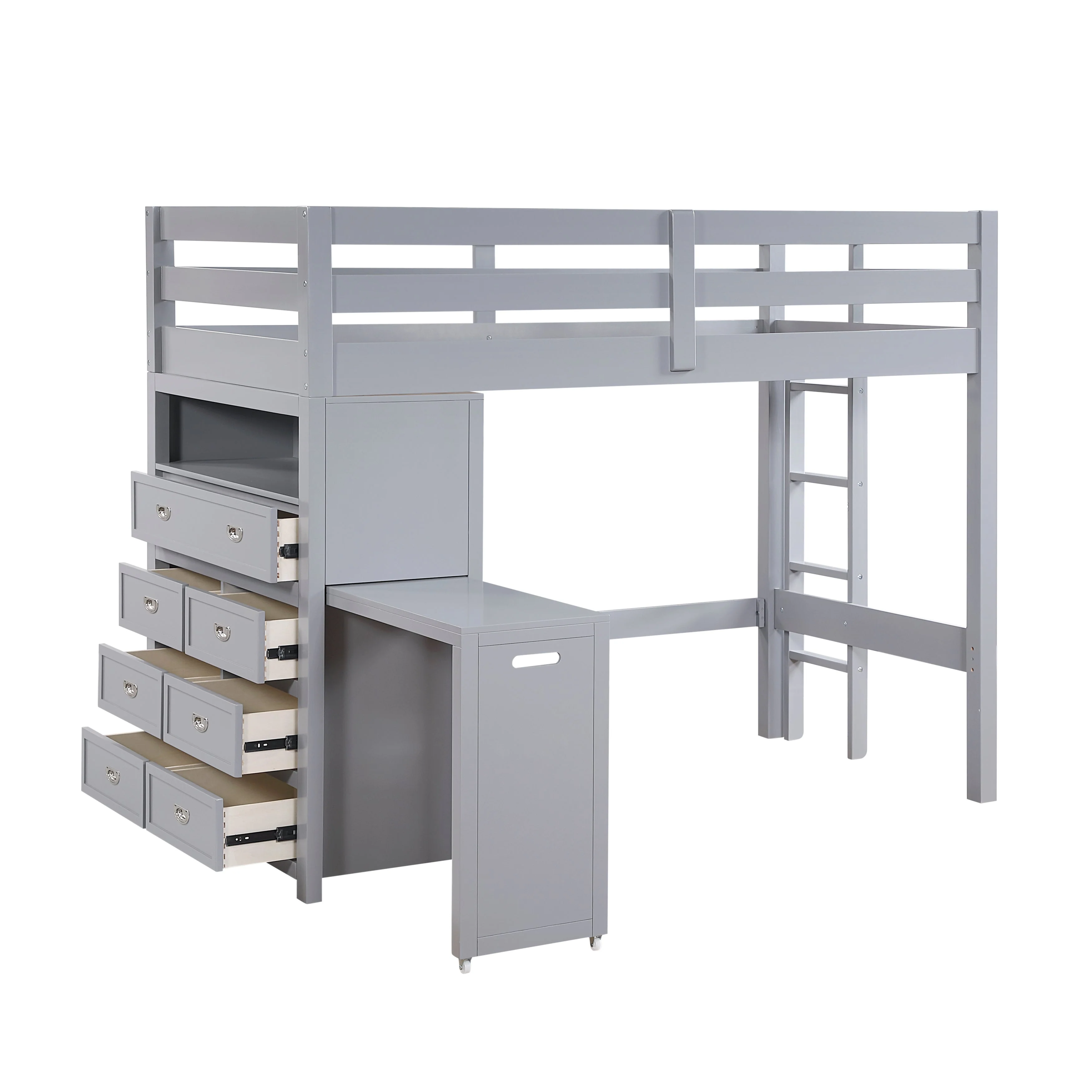 Sloane Gray Twin/Full Loft Bunk Bed with Chest and Hidden Desk - Image 20