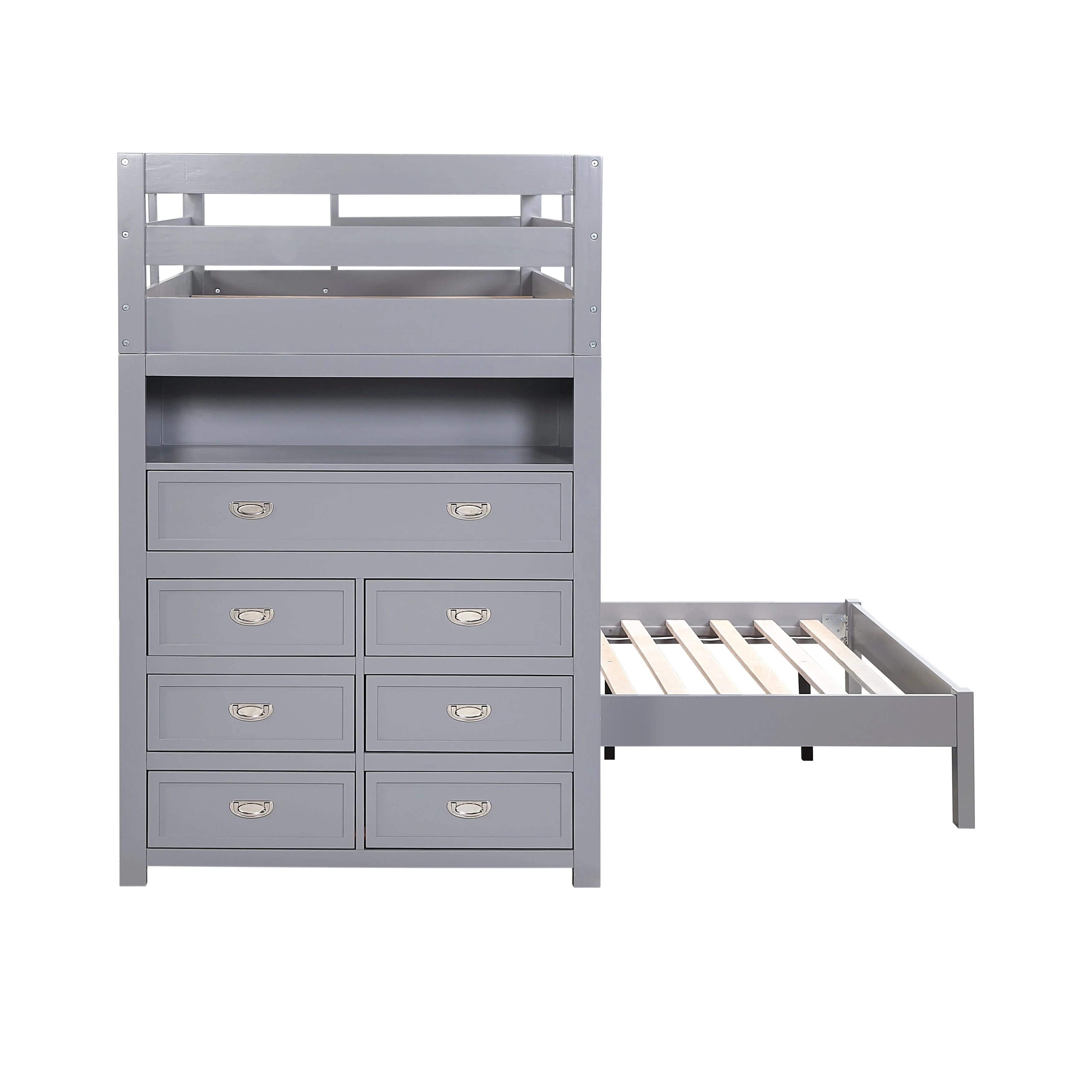 Sloane Gray Twin/Full Loft Bunk Bed with Chest and Hidden Desk - Image 6