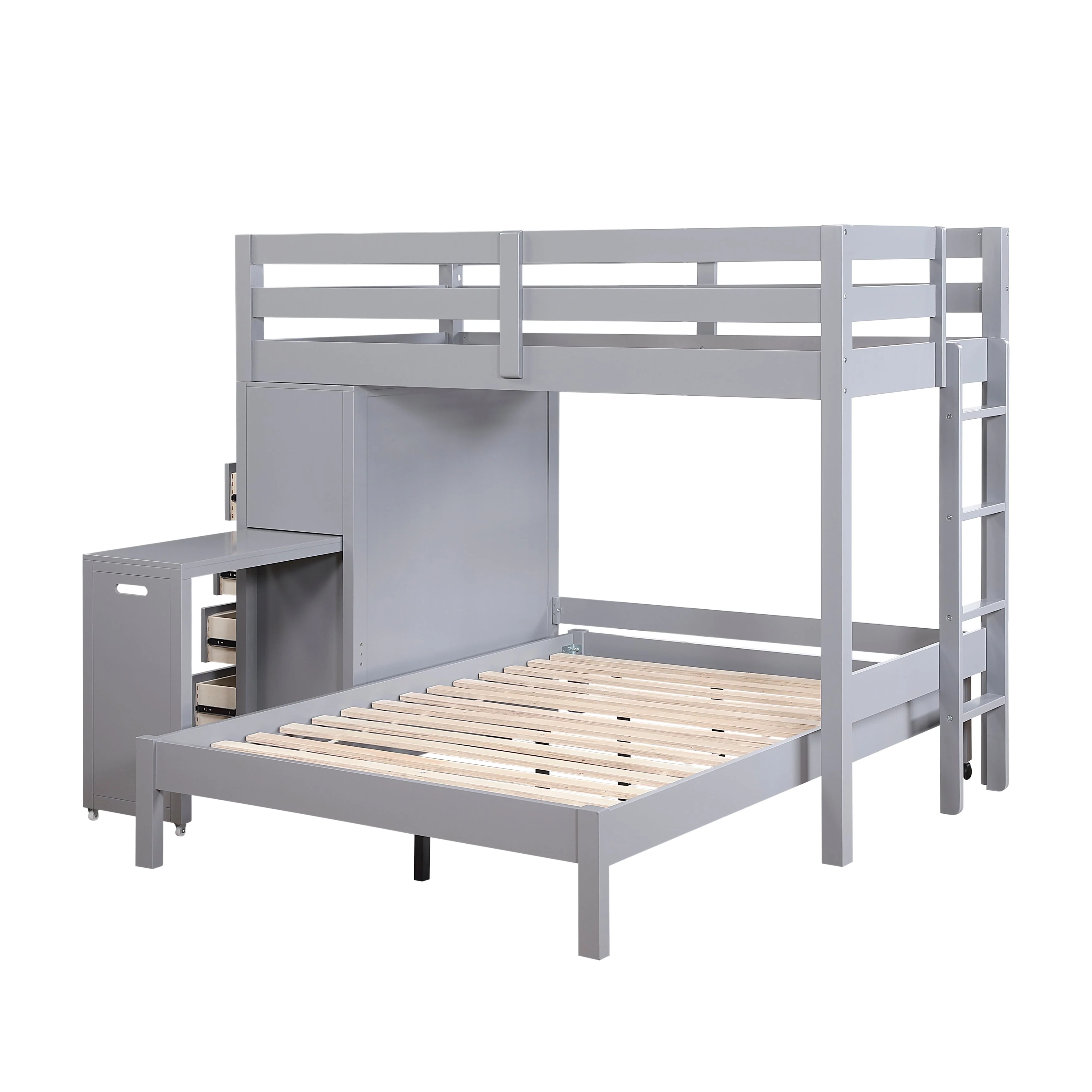Sloane Gray Twin/Full Loft Bunk Bed with Chest and Hidden Desk - Image 8