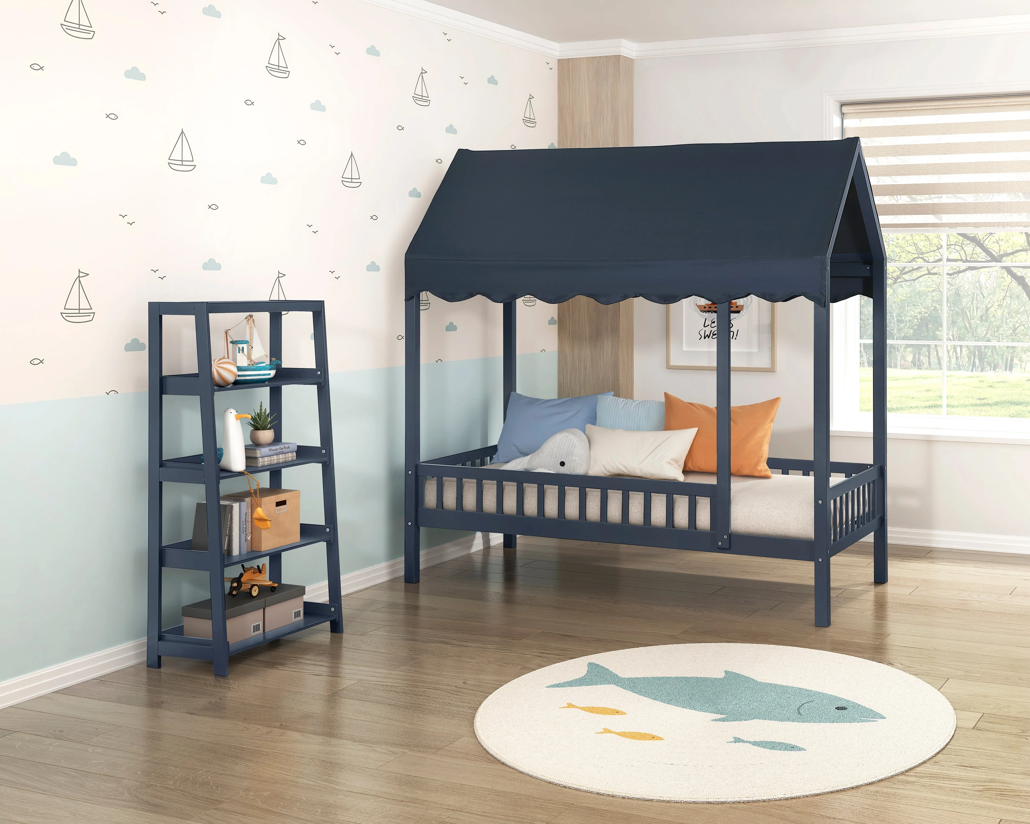 Sloane Navy Blue Bookcase with 4 Fixed Shelves - Image 6