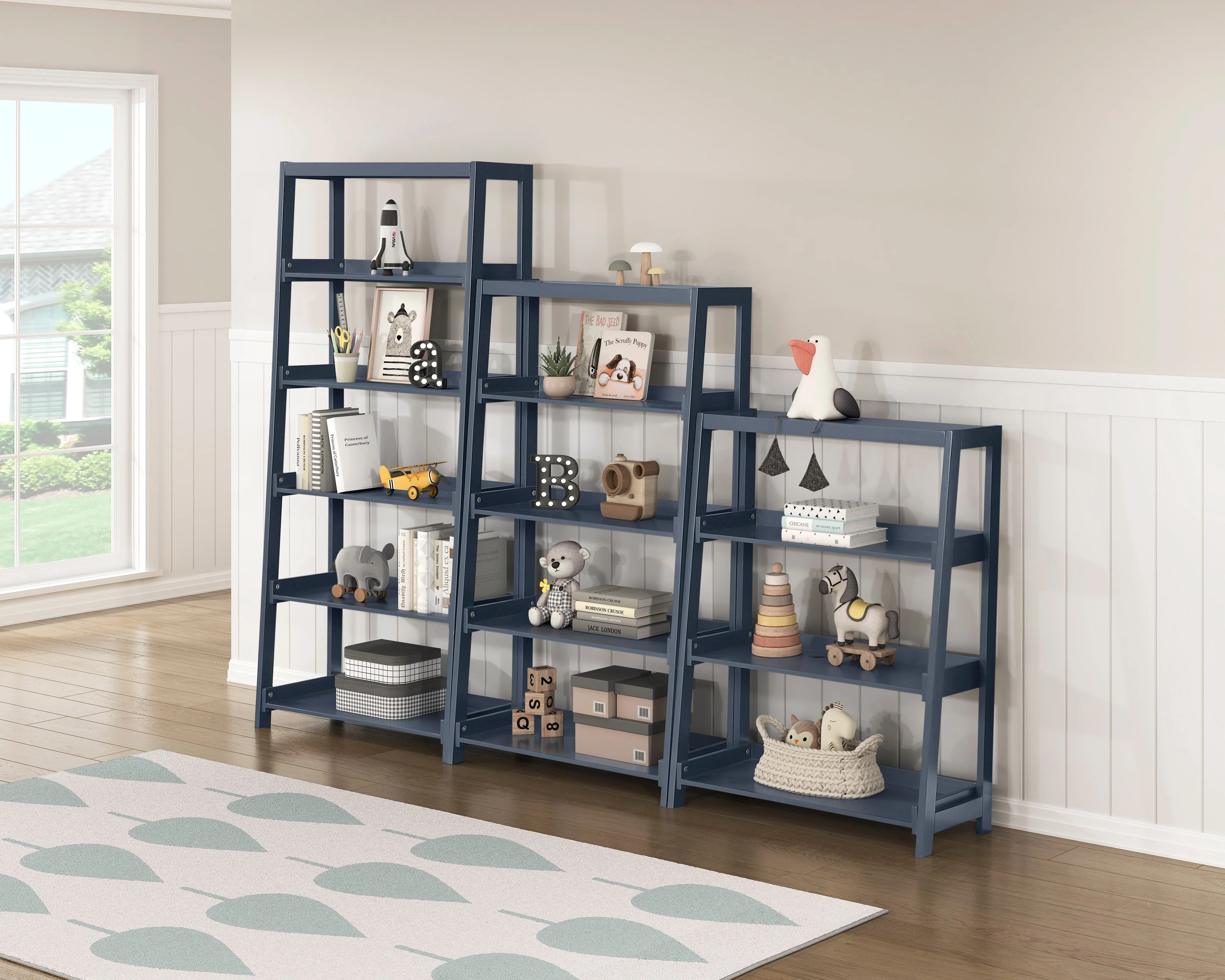Sloane Navy Blue Bookcase with 5 Fixed Shelves - Image 3