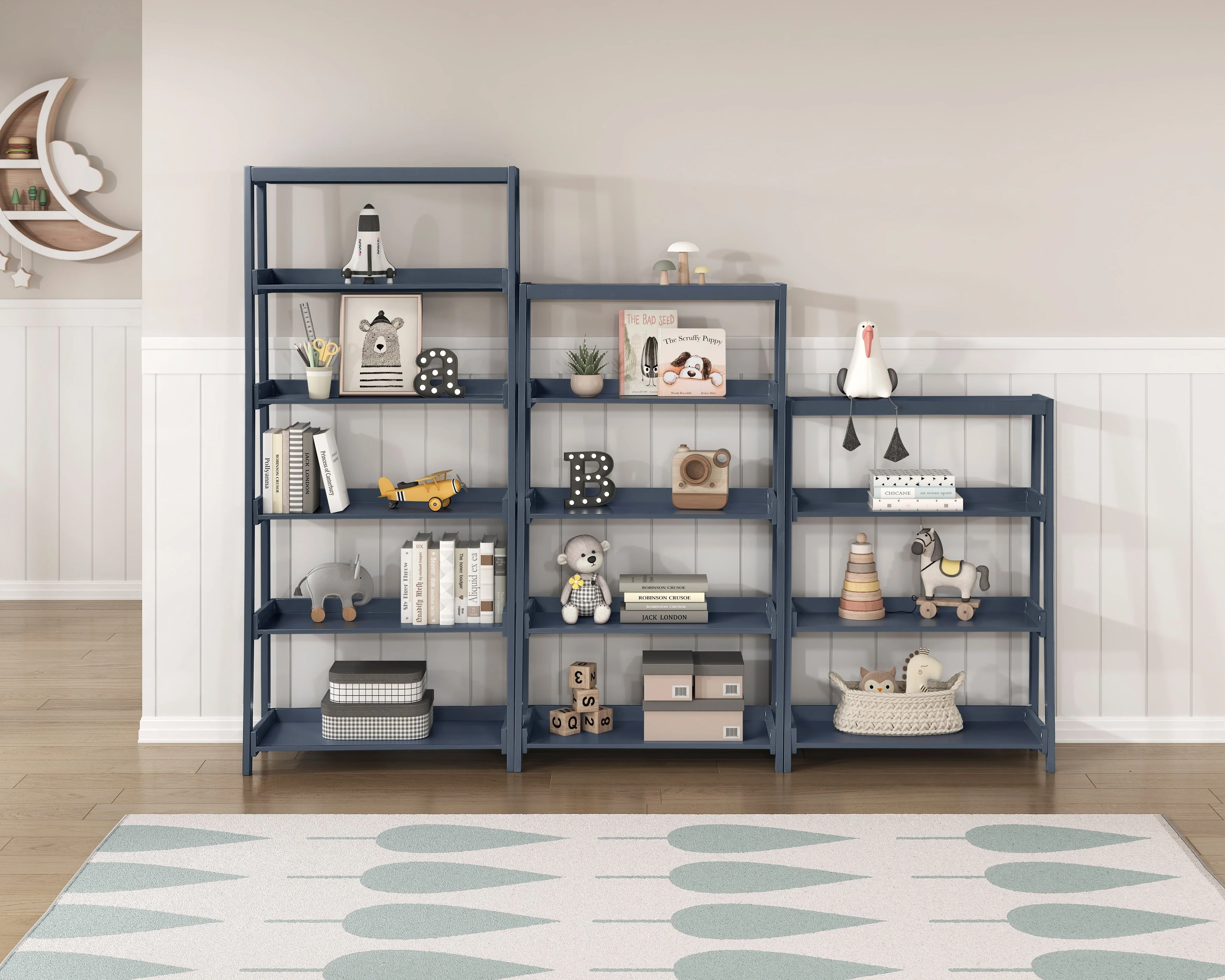 Sloane Navy Blue Bookcase with 5 Fixed Shelves - Image 4