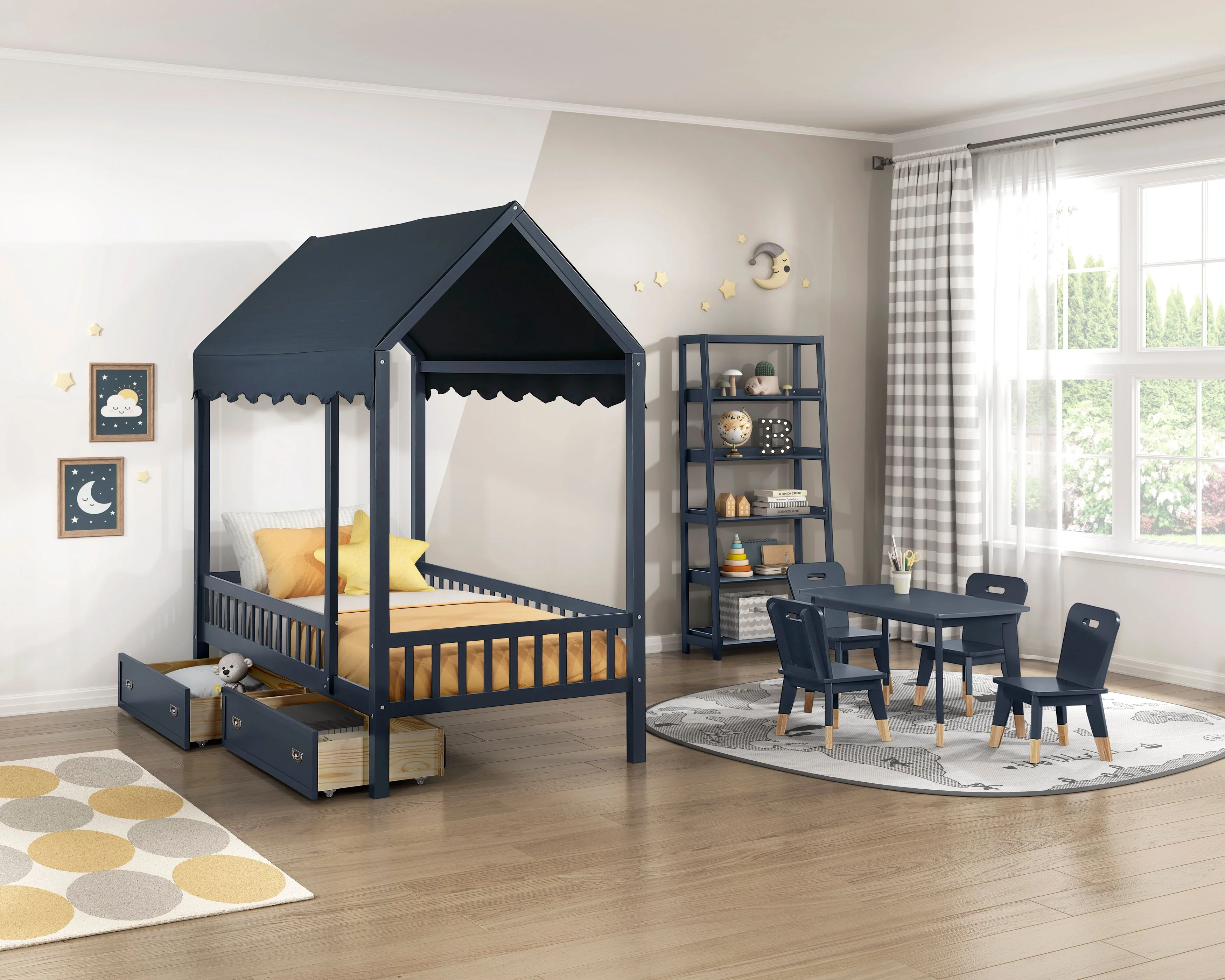 Sloane Navy Blue Bookcase with 5 Fixed Shelves - Image 5
