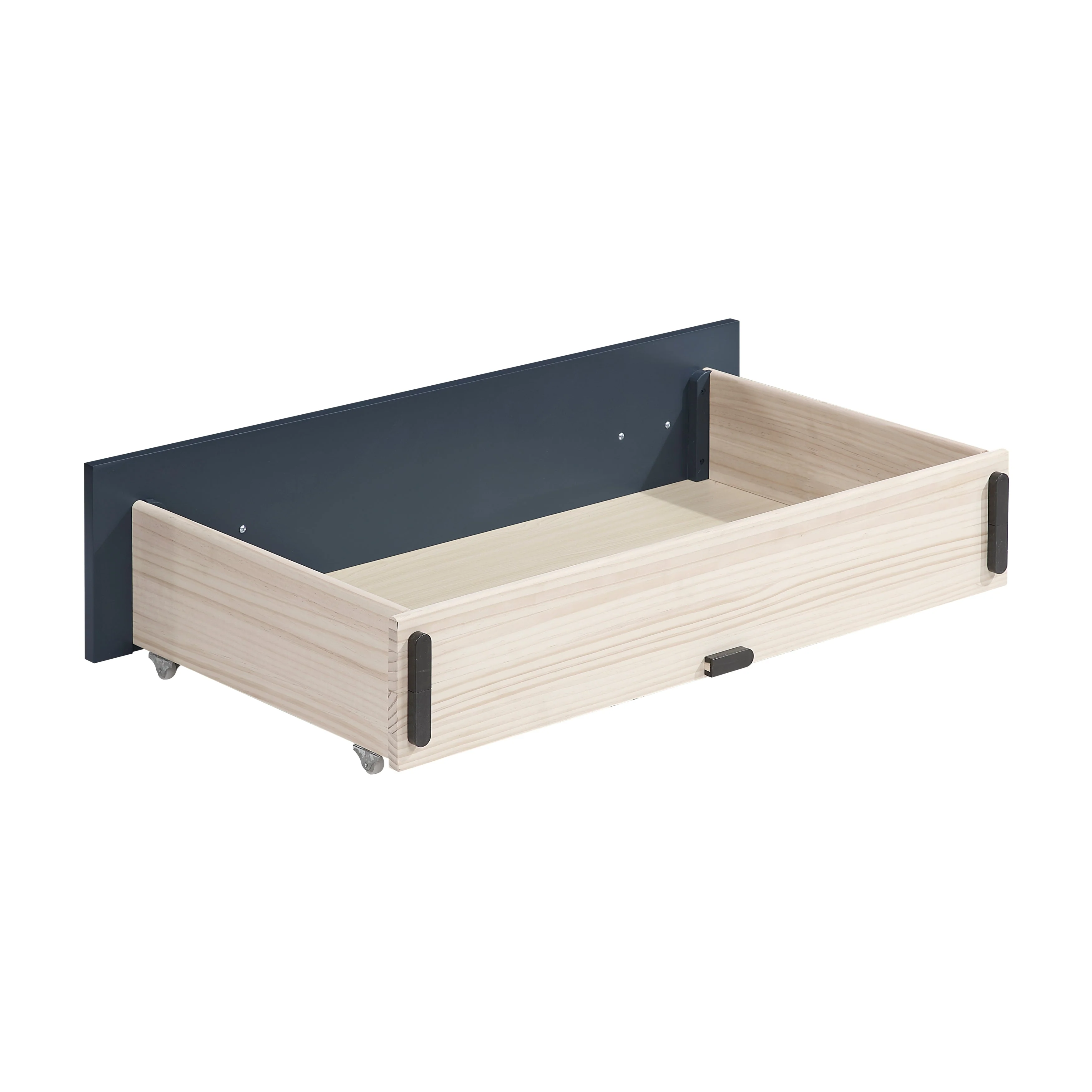 Sloane Navy Blue Full Bookcase Bed with Hidden Desk, Stool and Storage Bench - Image 30