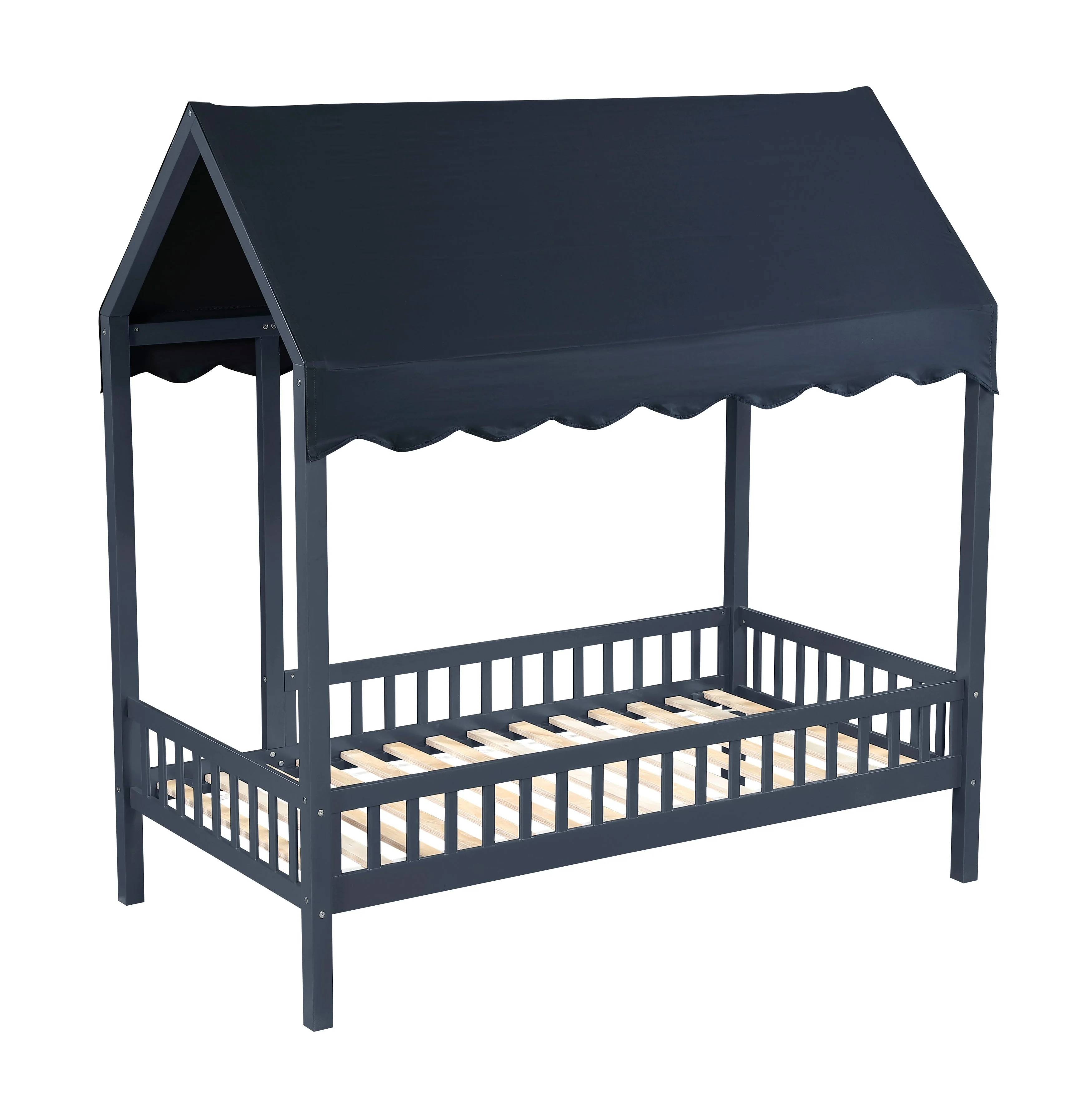 Sloane Navy Blue Twin Canopy Platform Bed - Image 7