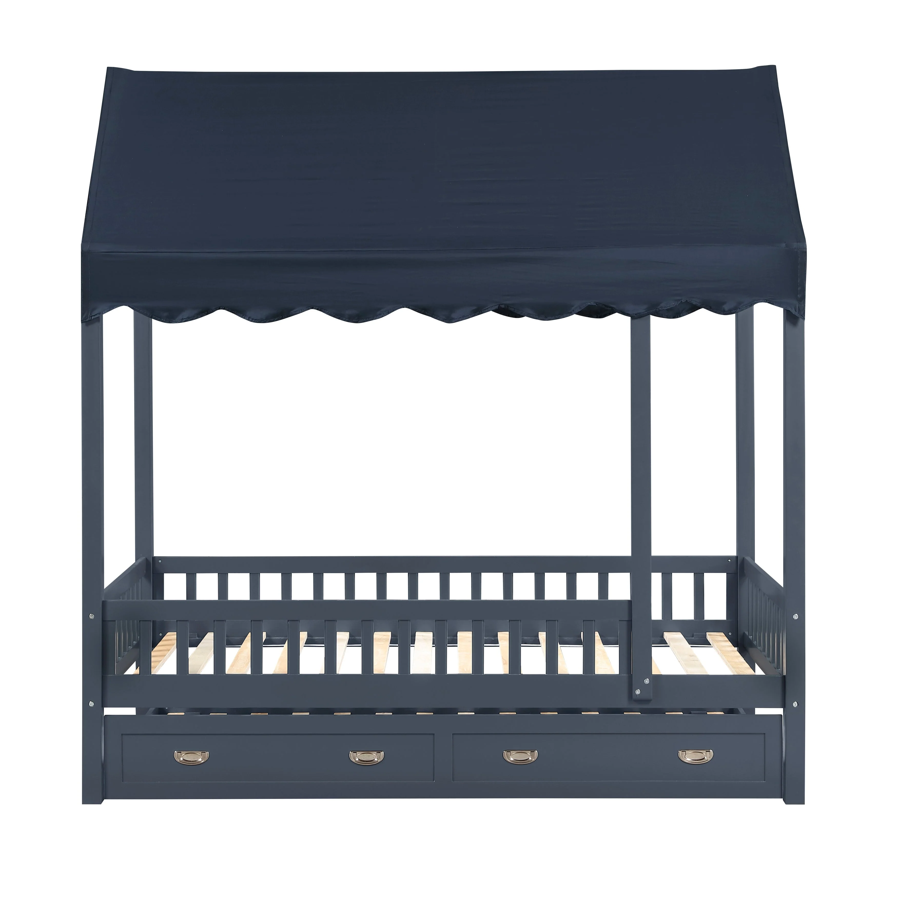 Sloane Navy Blue Twin Canopy Platform Bed - Image 9