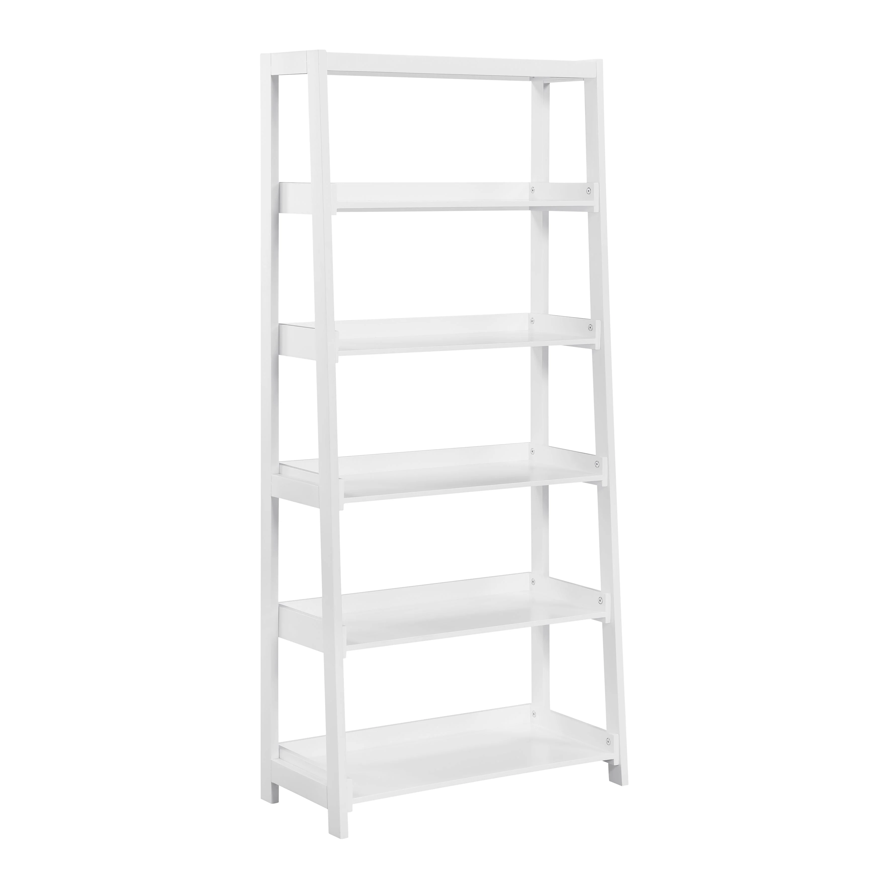 Sloane White Bookcase with 5 Fixed Shelves