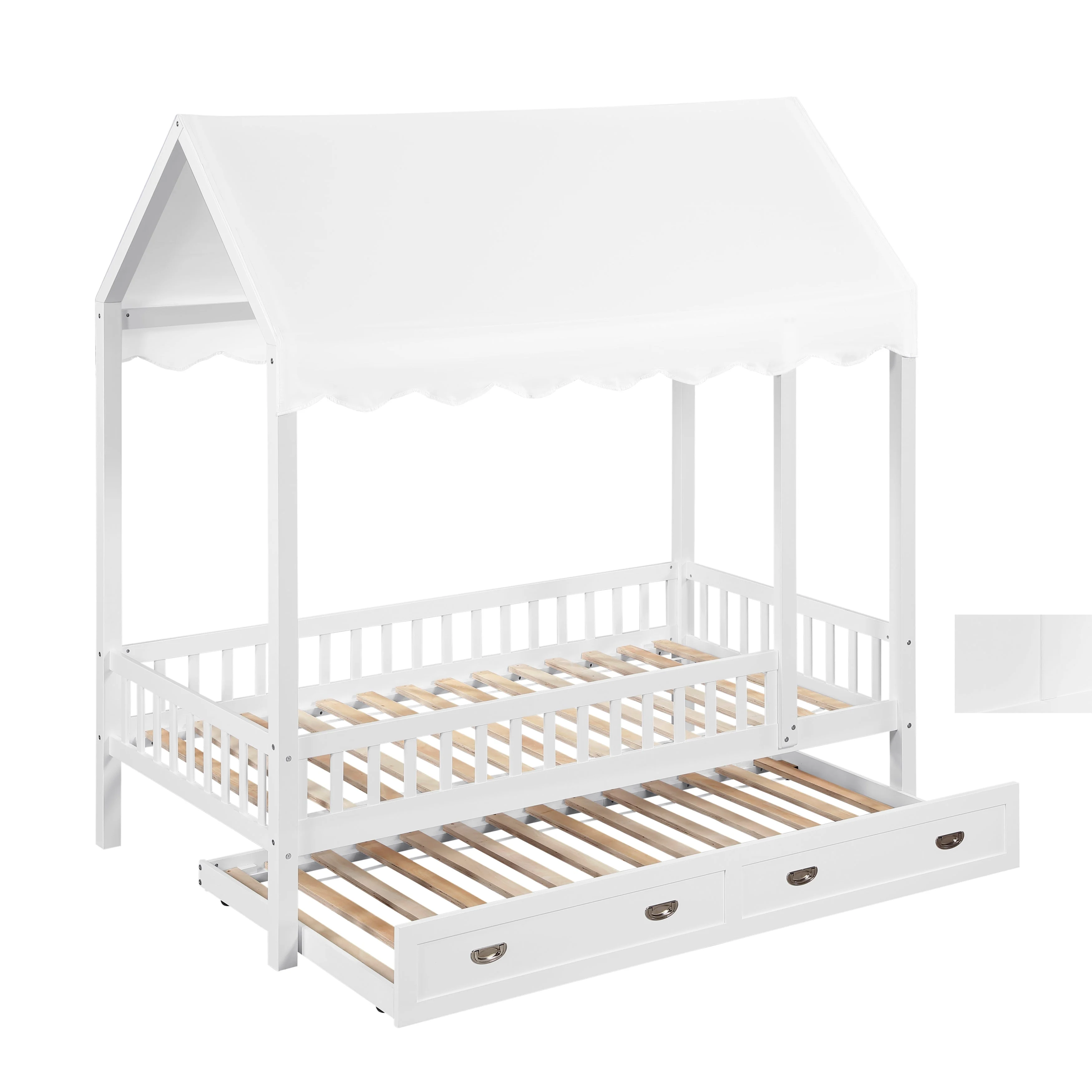 Sloane White Twin Canopy Platform Bed - Image 12