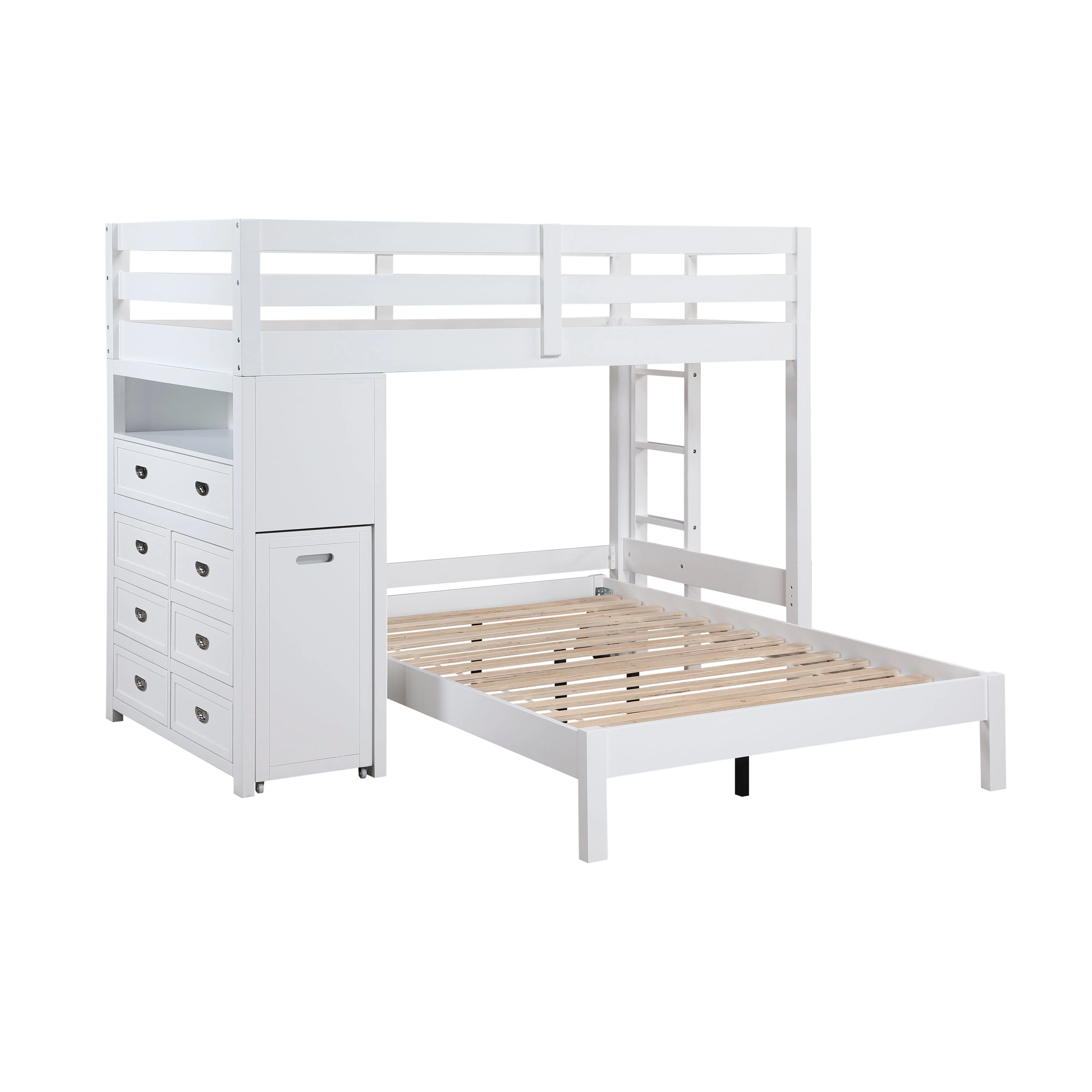 Sloane White Twin/Full Loft Bunk Bed with Chest and Hidden Desk - Image 2