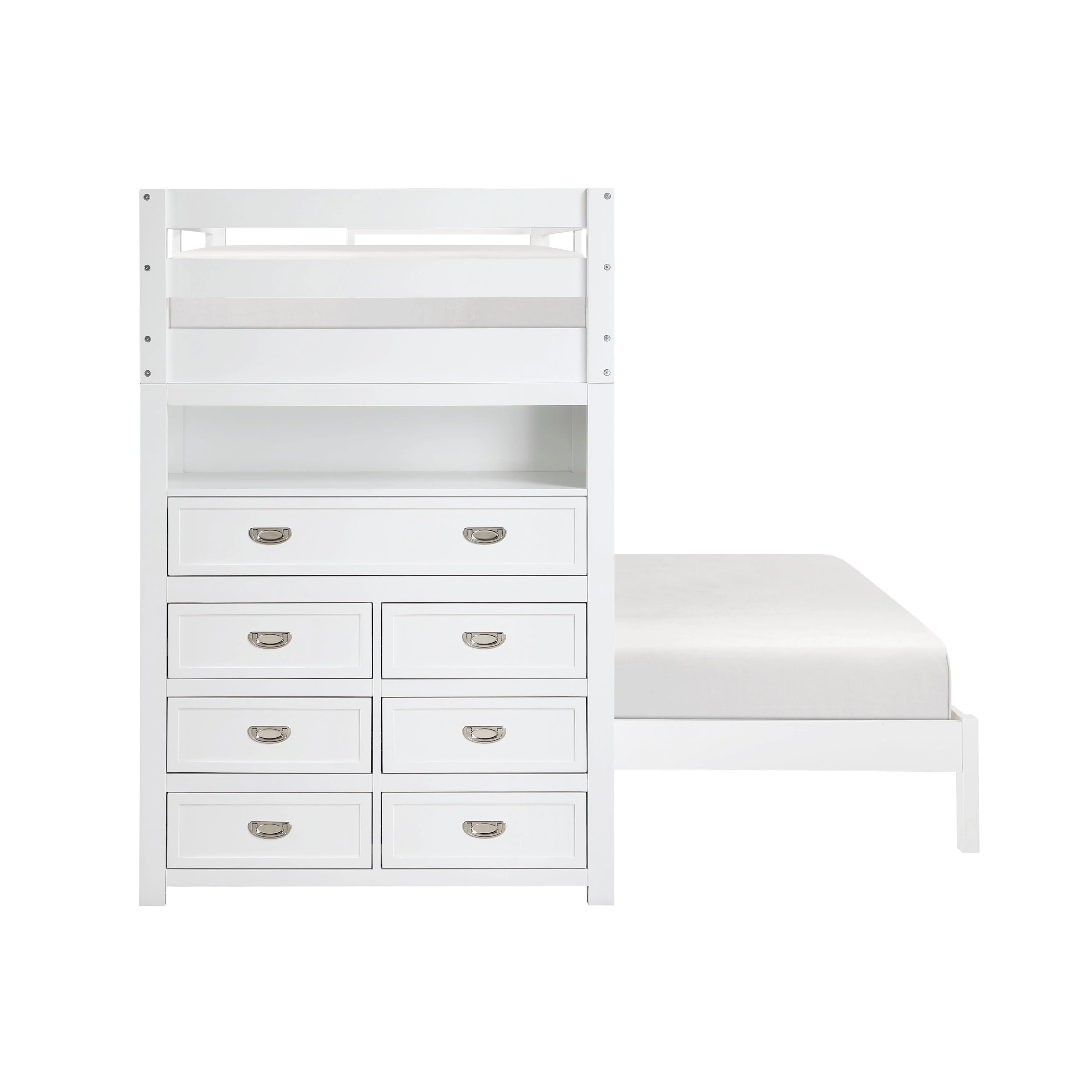 Sloane White Twin/Full Loft Bunk Bed with Chest and Hidden Desk - Image 5