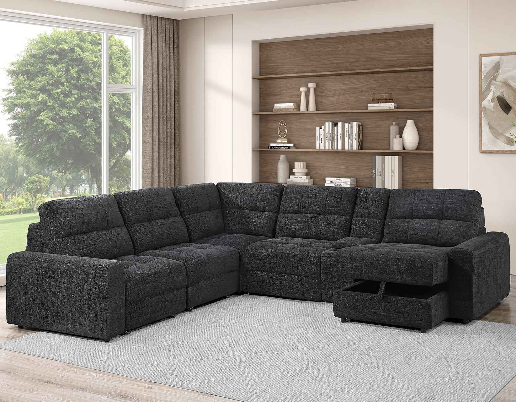 Snyder Black 7-Piece Slider Sectional - Image 3