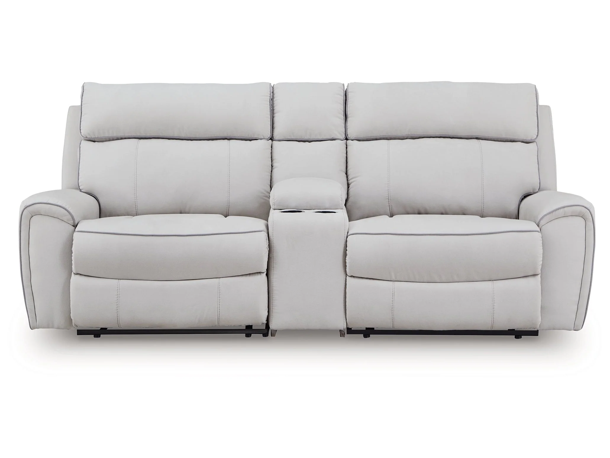 Social Pointe Pearl/Ash Dual Power Reclining Modular Loveseat with Console - Image 2