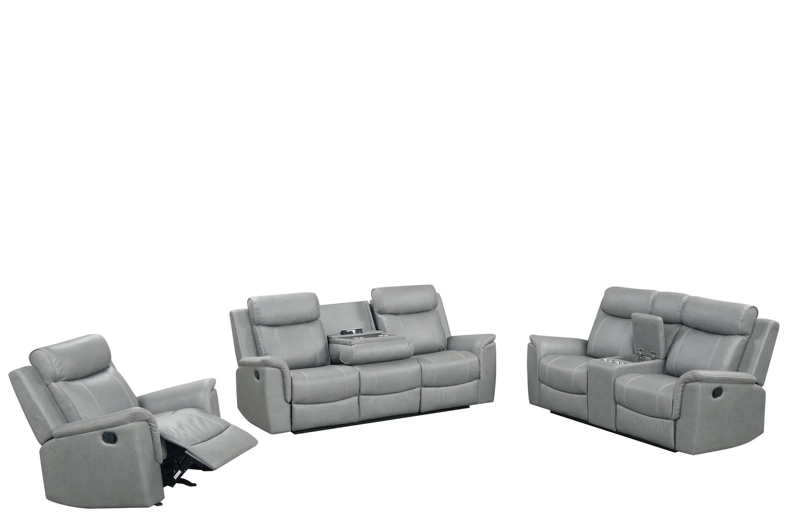 Sofia Gray 3-Piece Reclining Set - Image 2