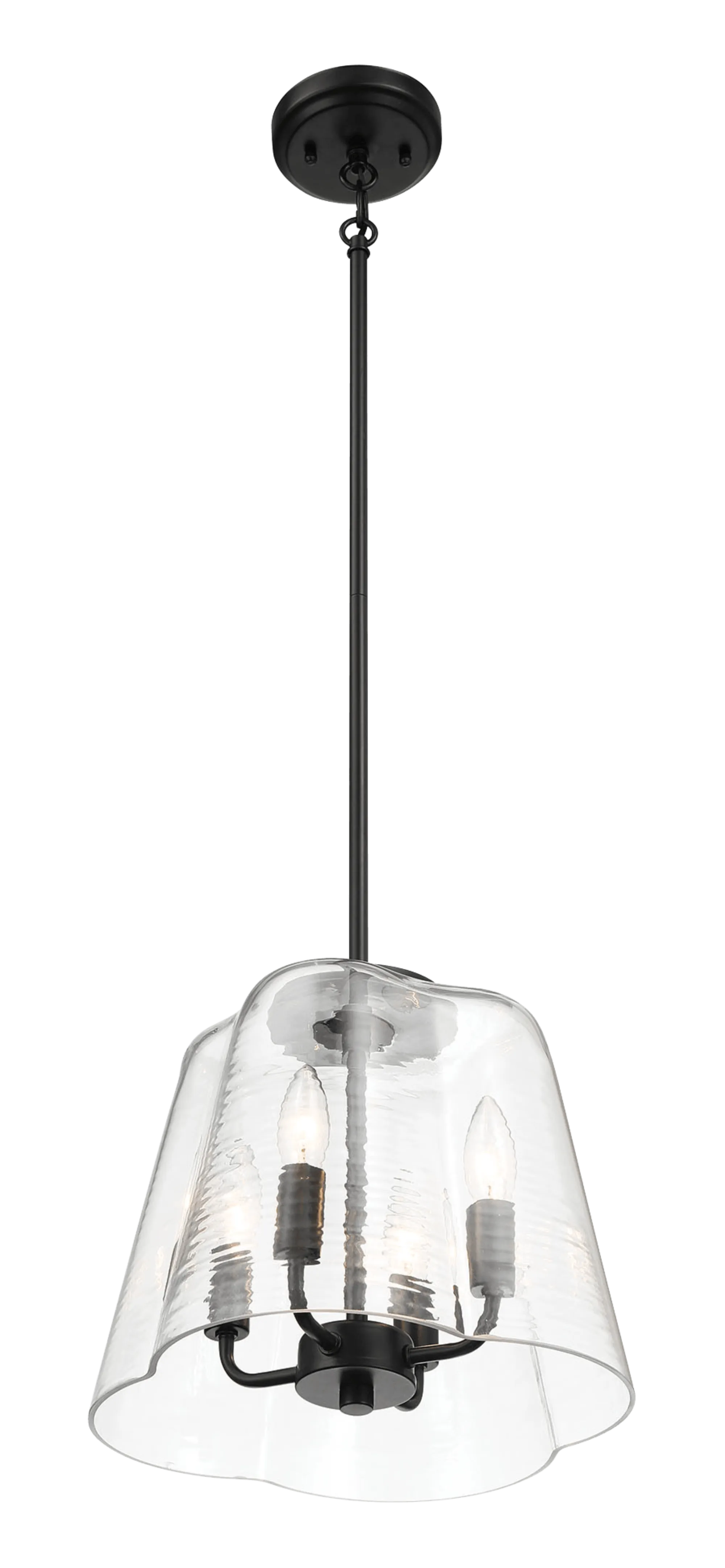 Soiree Four Candle Lights Pendant With Clear Glass - Black Finish - Image 5