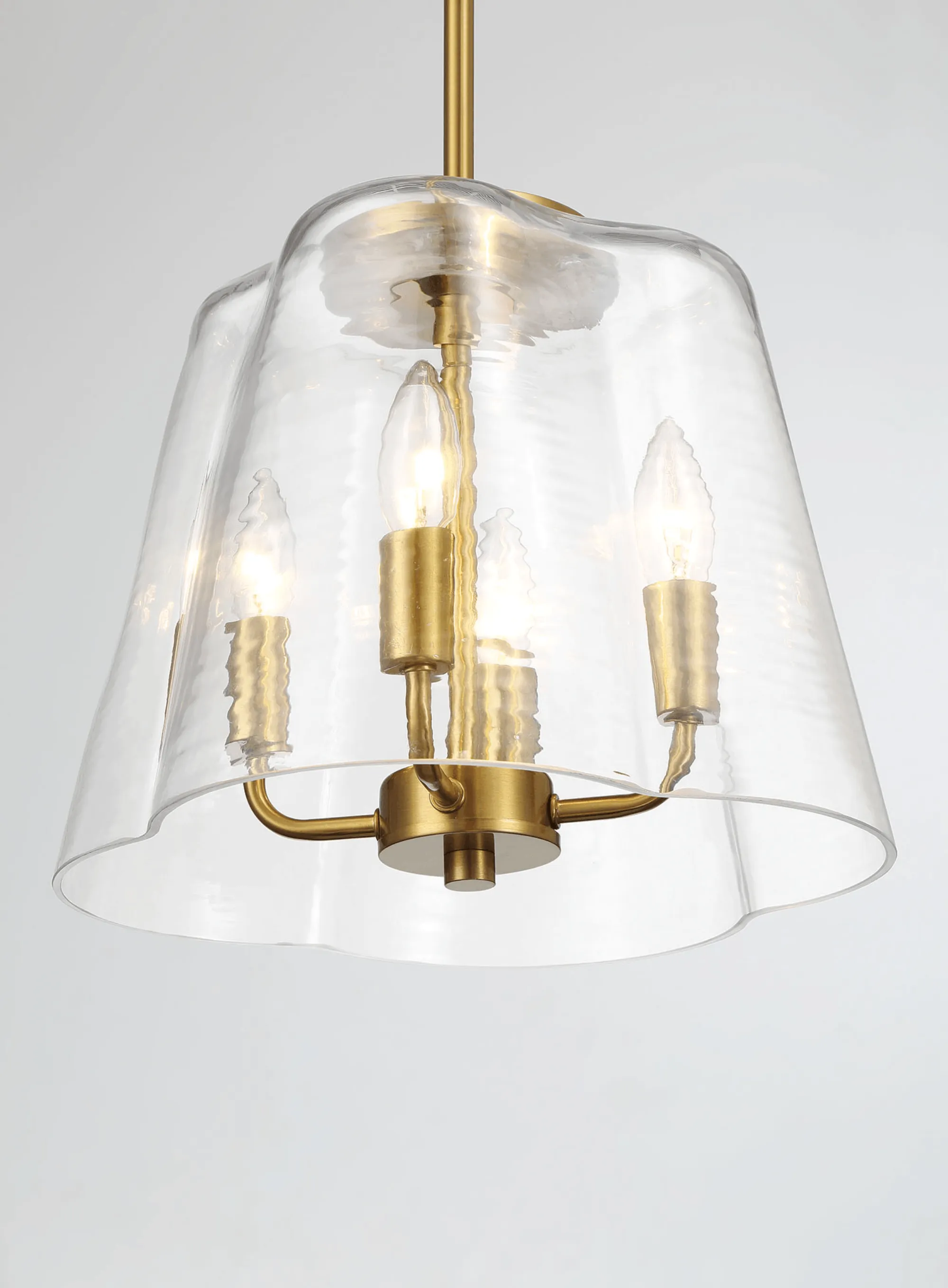 Soiree Four Candle Lights Pendant With Clear Glass - Satin Brass - Image 2