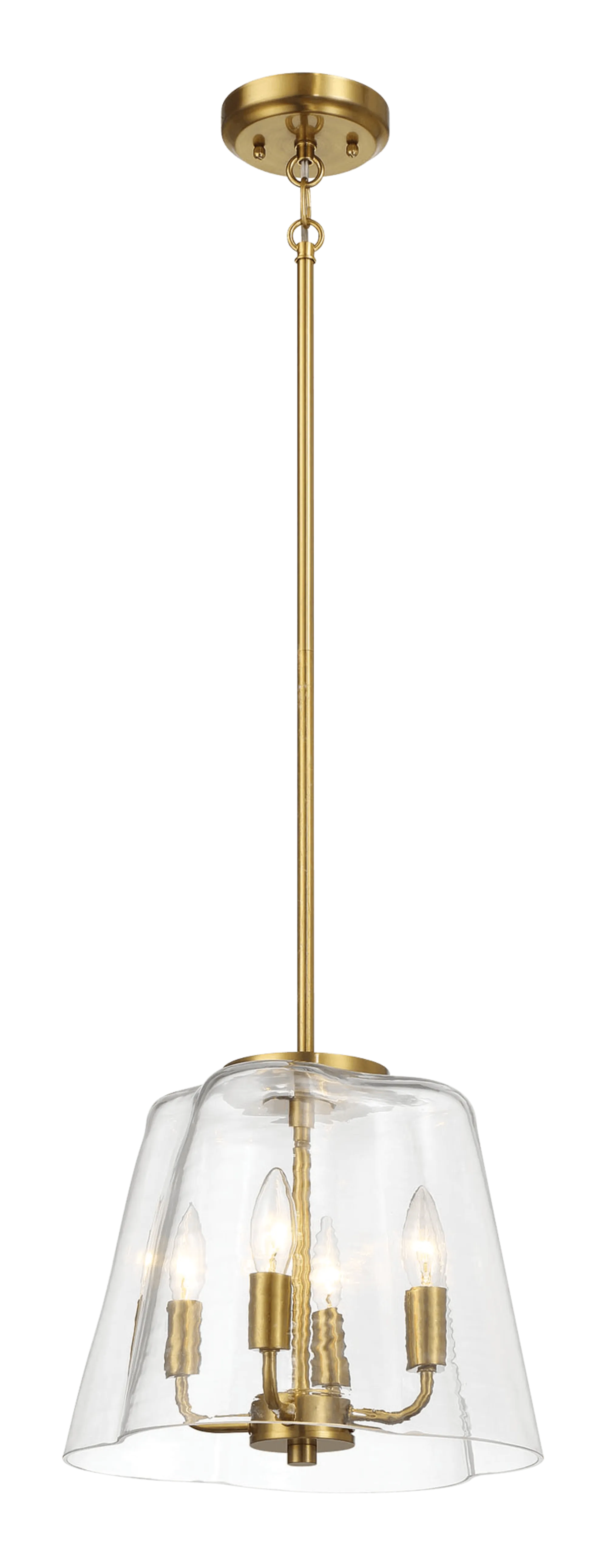Soiree Four Candle Lights Pendant With Clear Glass - Satin Brass - Image 3