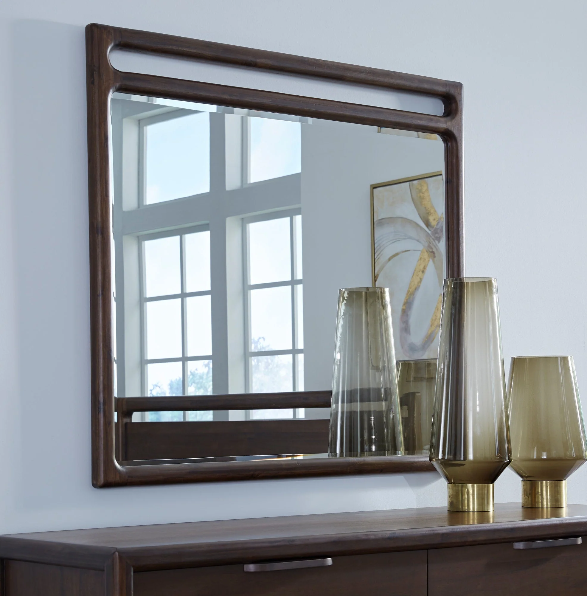 Sol Brown Spice Beveled Glass Wall or Dresser Mirror - Image 2