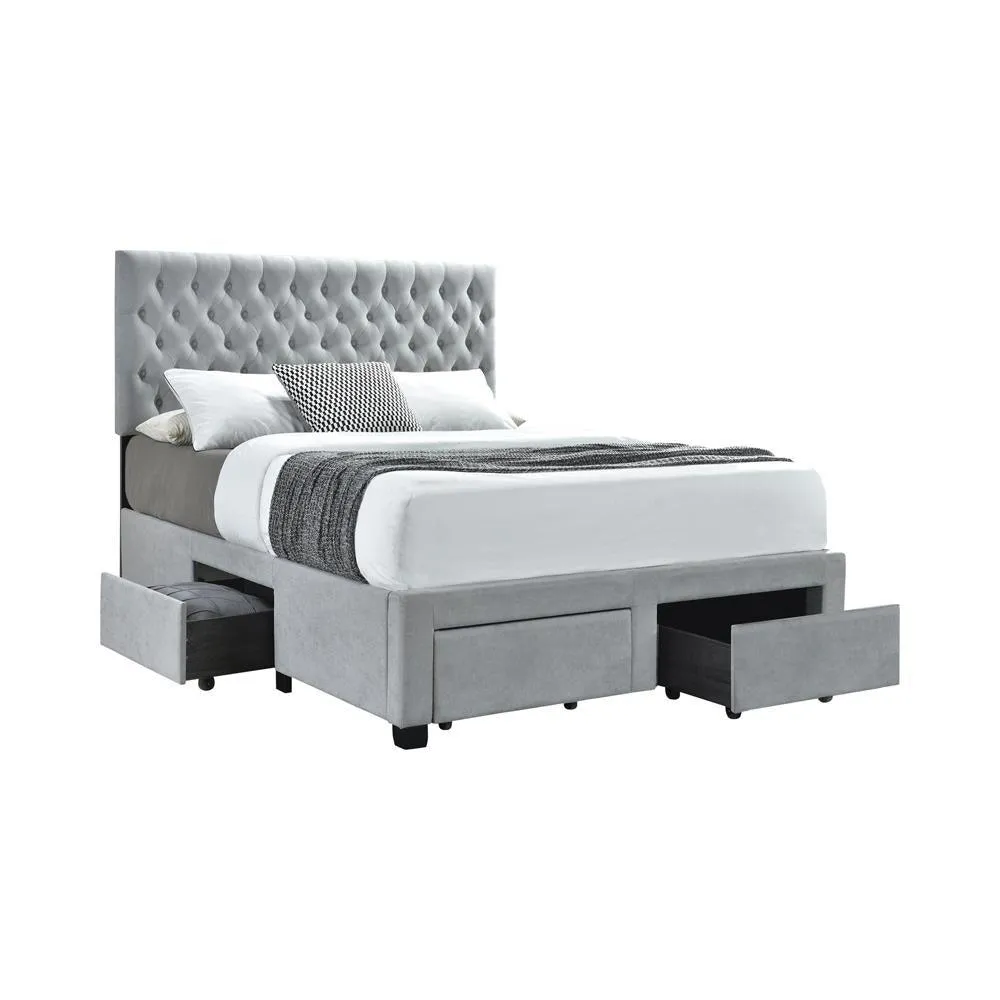 Soledad Beige Queen 4-Drawer Button Tufted Storage Bed - Image 2
