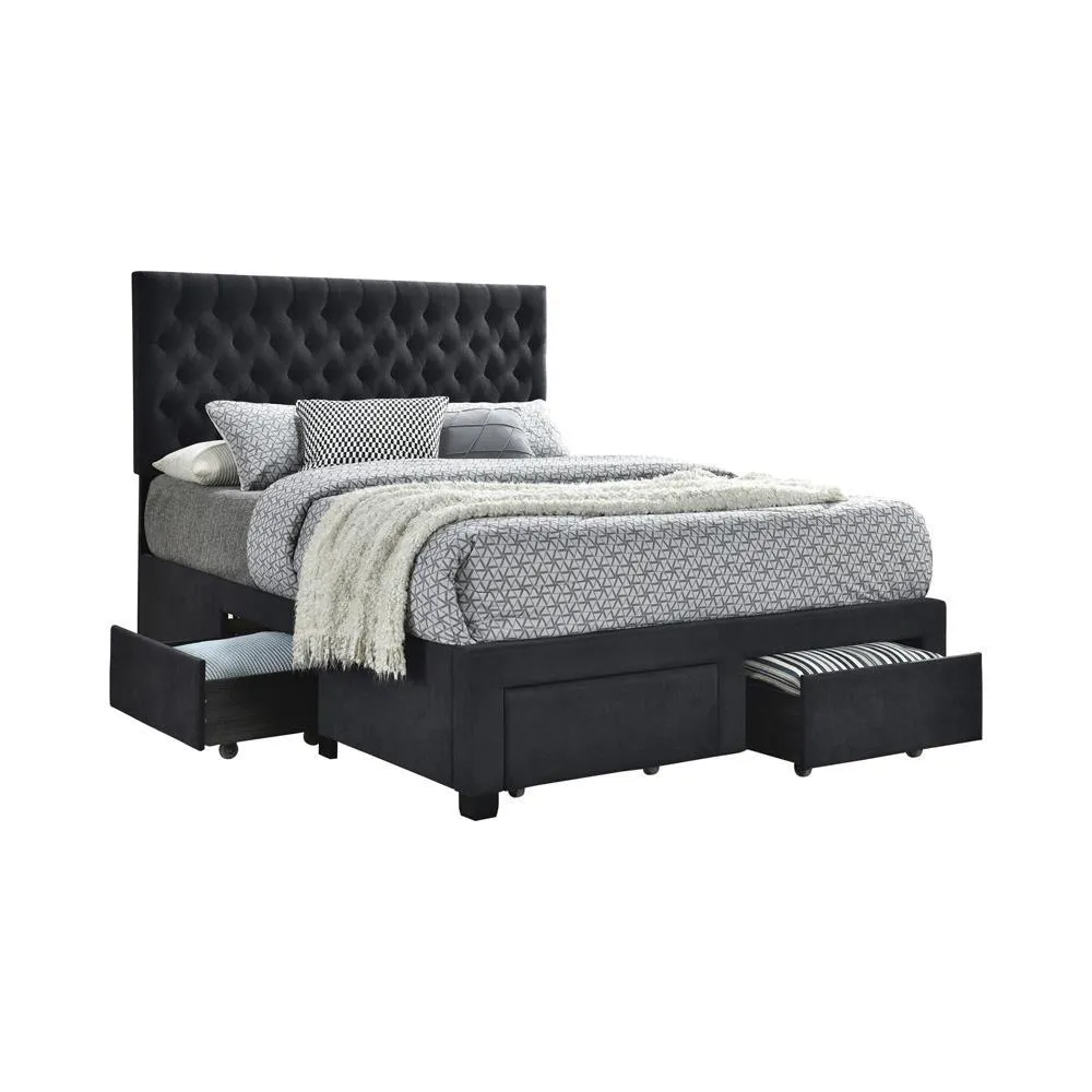 Soledad Charcoal Full 4-Drawer Button Tufted Storage Bed - Image 2