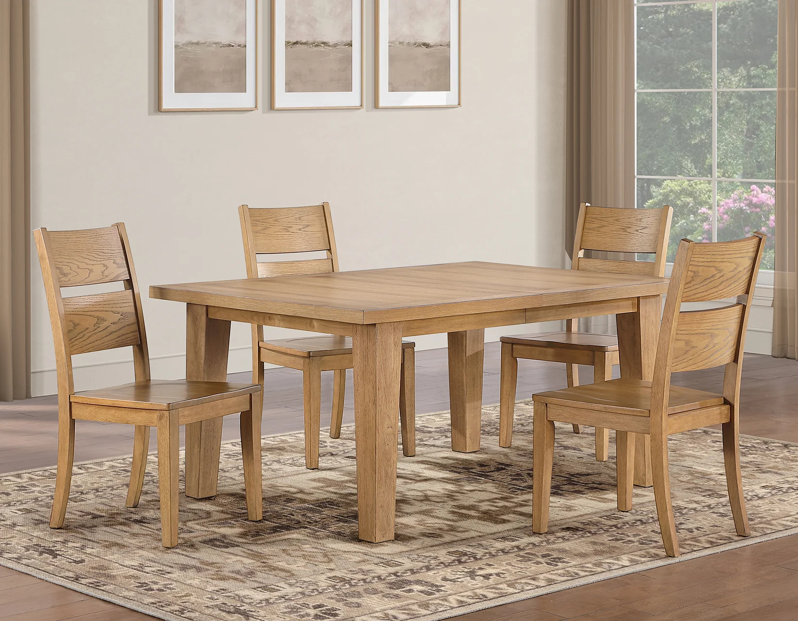 Sommerset Natural Oak 5-Piece 64-96 Ladder Back Dining Set - Image 2