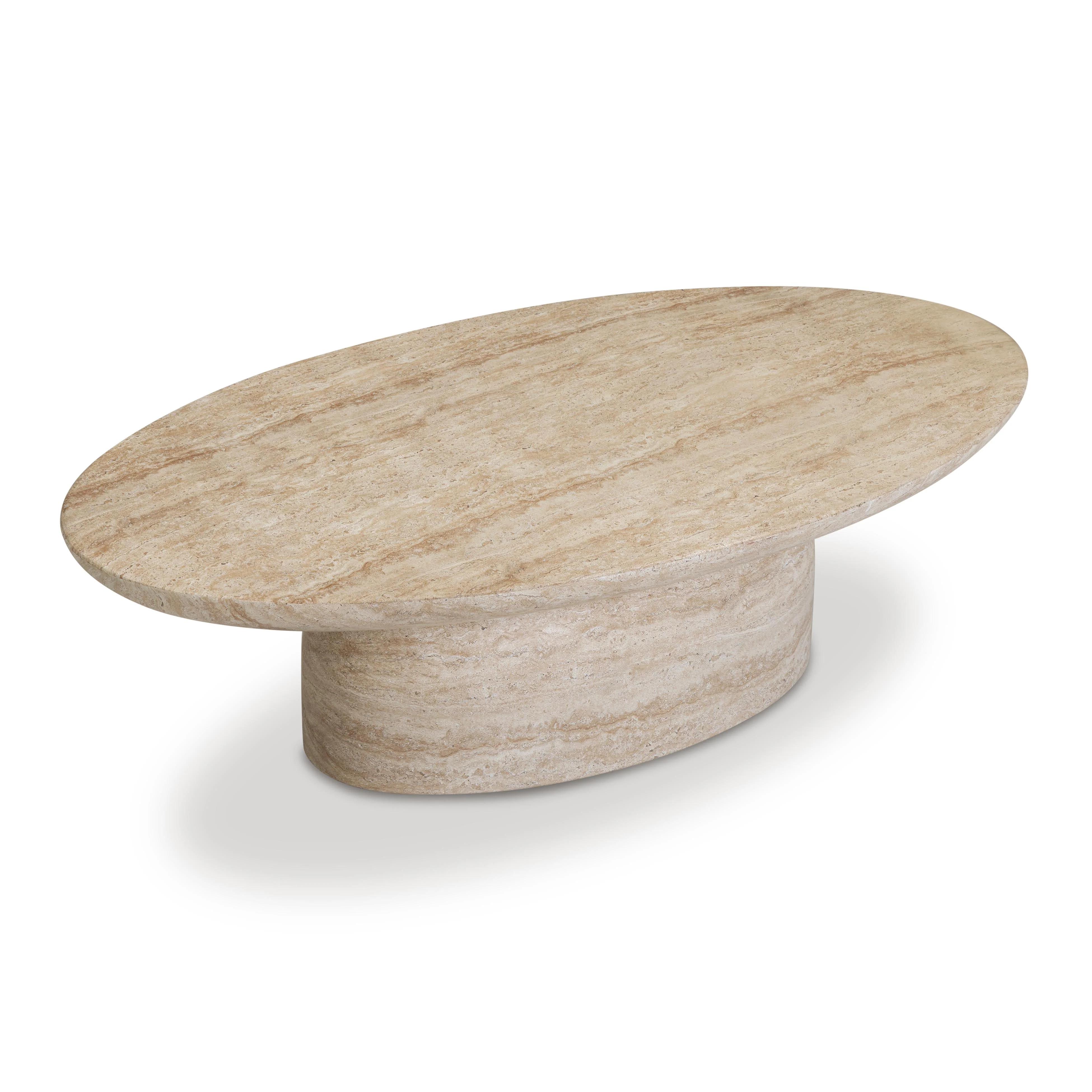 Sonia 51" Faux Travertine Indoor/Outdoor Concrete Coffee Table - Image 4