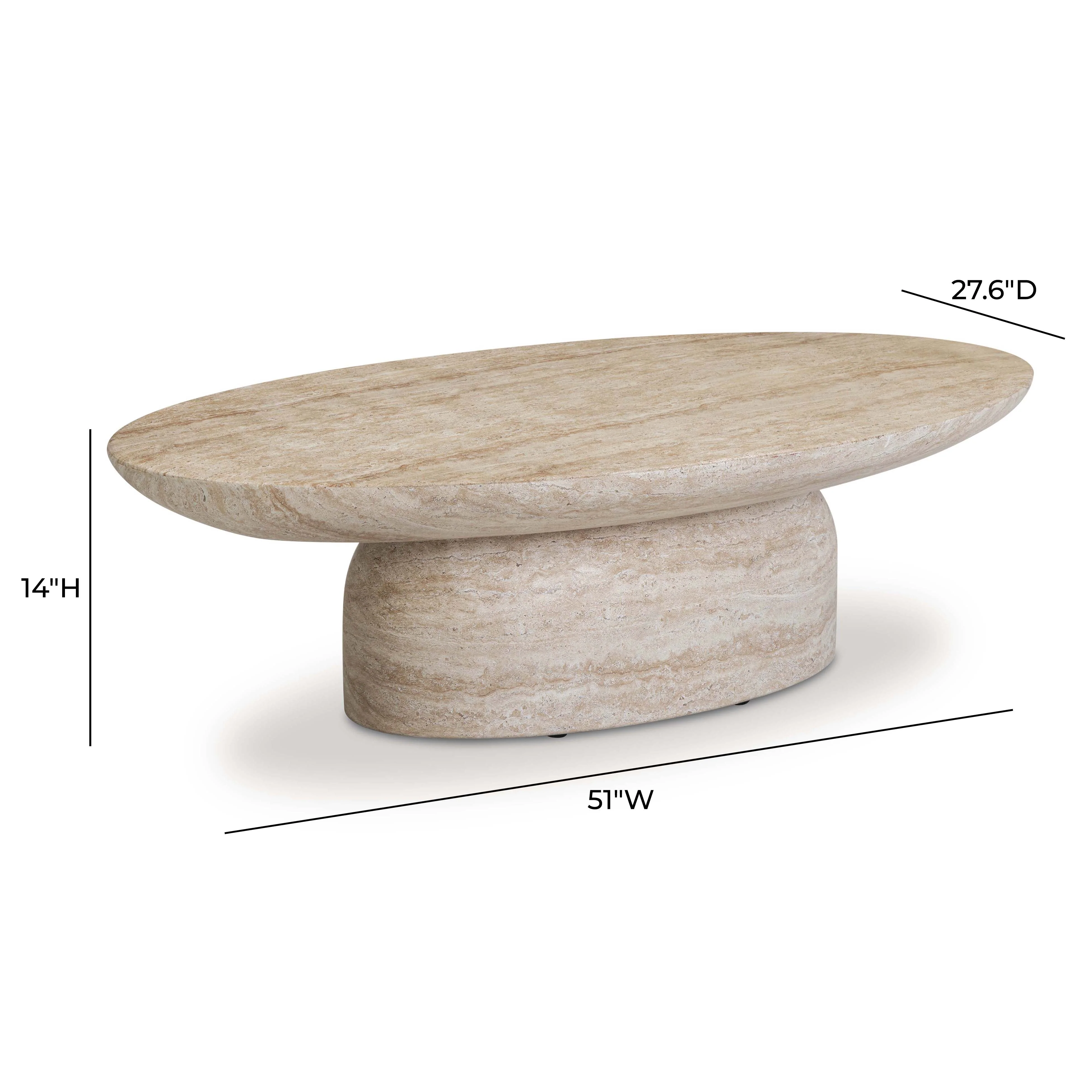 Sonia 51" Faux Travertine Indoor/Outdoor Concrete Coffee Table - Image 5