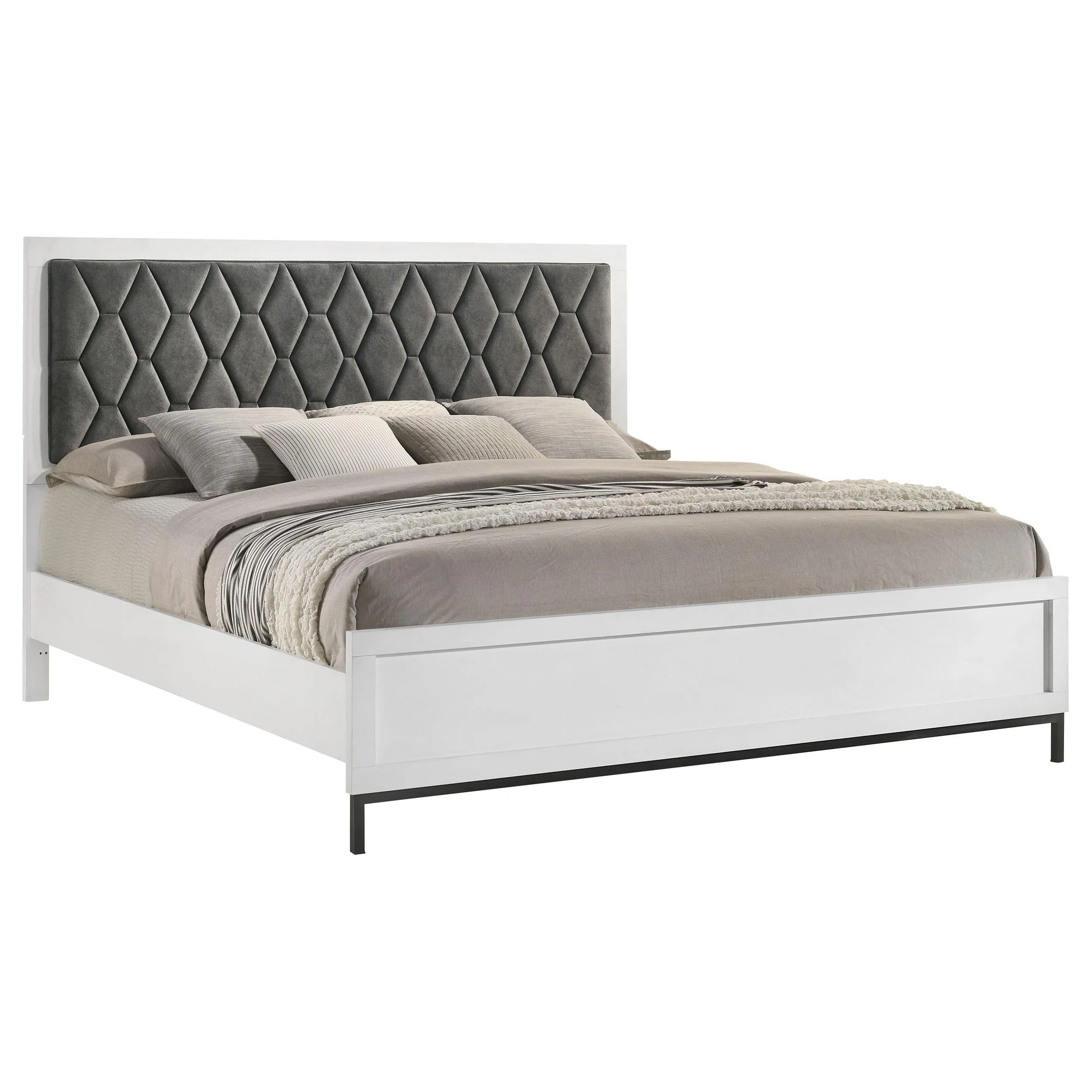 Sonora White Eastern King Upholstered Panel Bed - Image 2