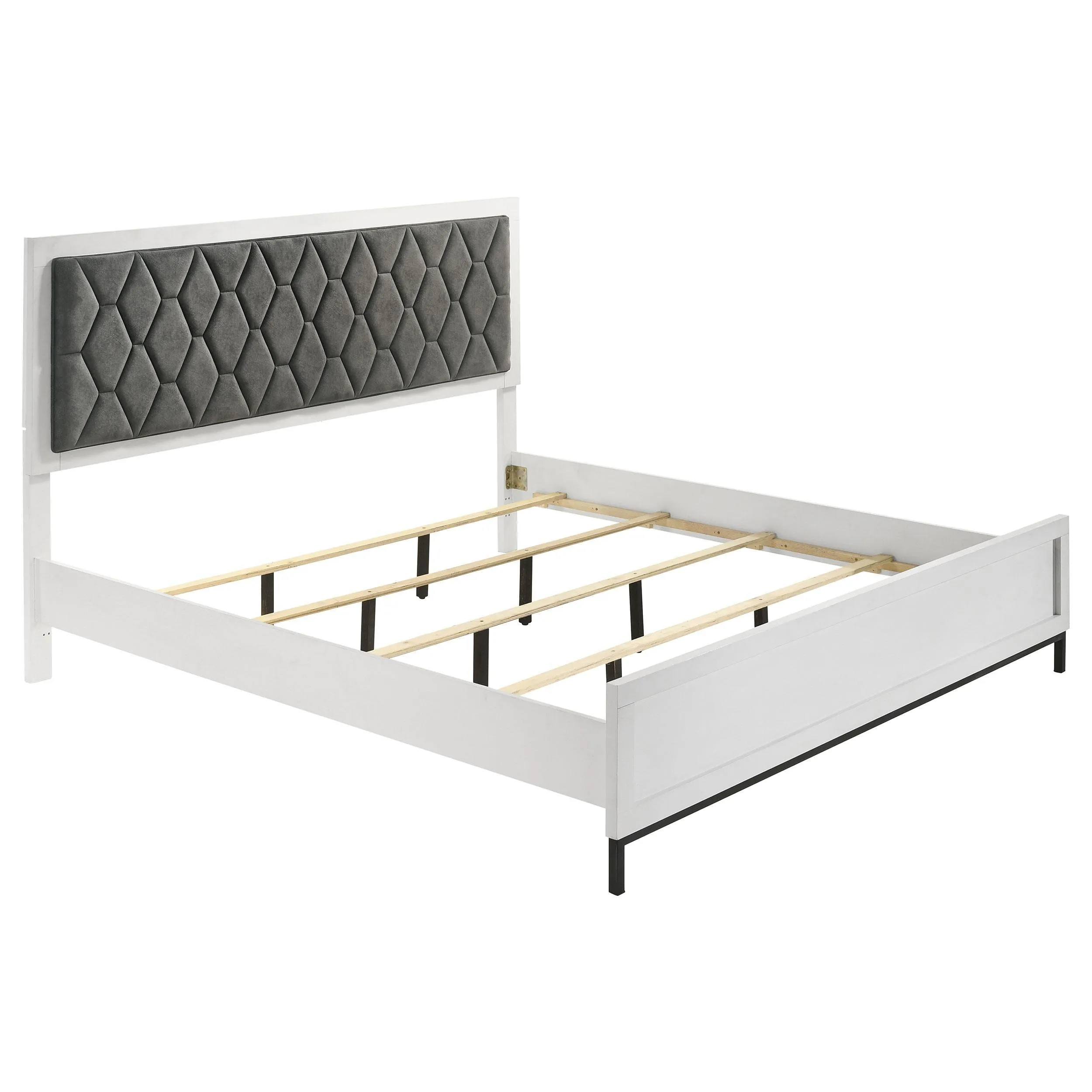 Sonora White Eastern King Upholstered Panel Bed - Image 3