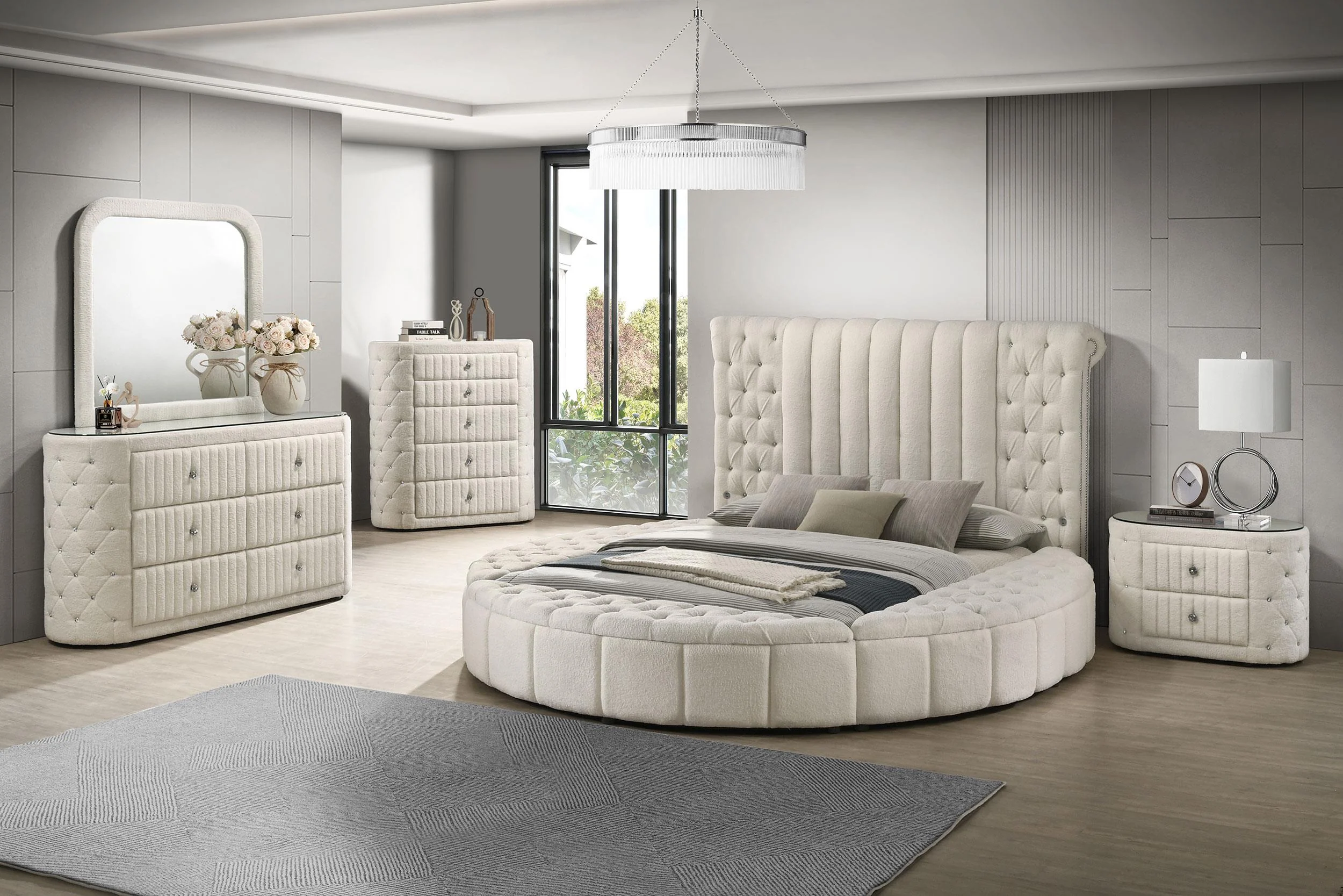 Sonya Ivory 5-Piece Upholstered Queen Bedroom Set