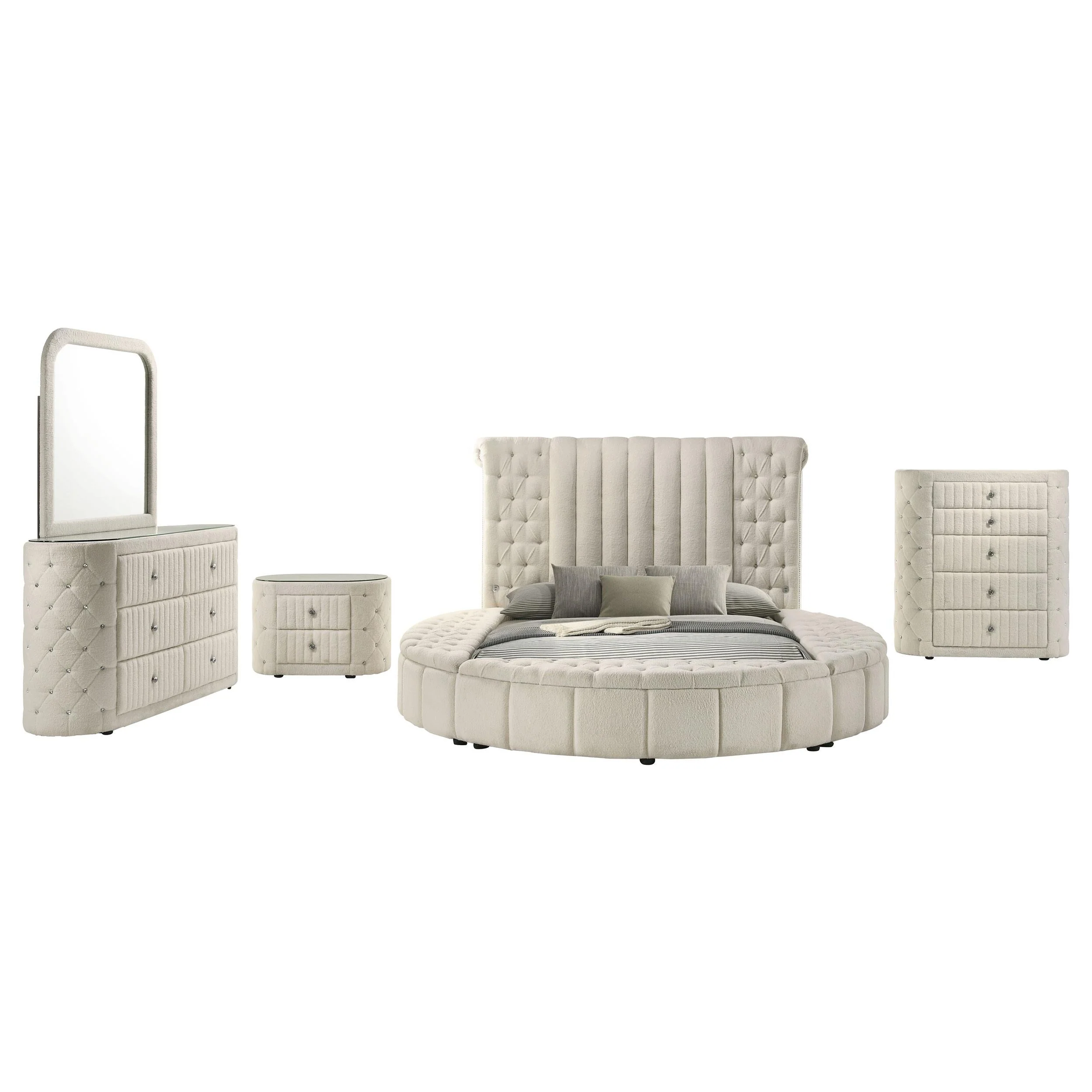 Sonya Ivory 5-Piece Upholstered Queen Bedroom Set - Image 2
