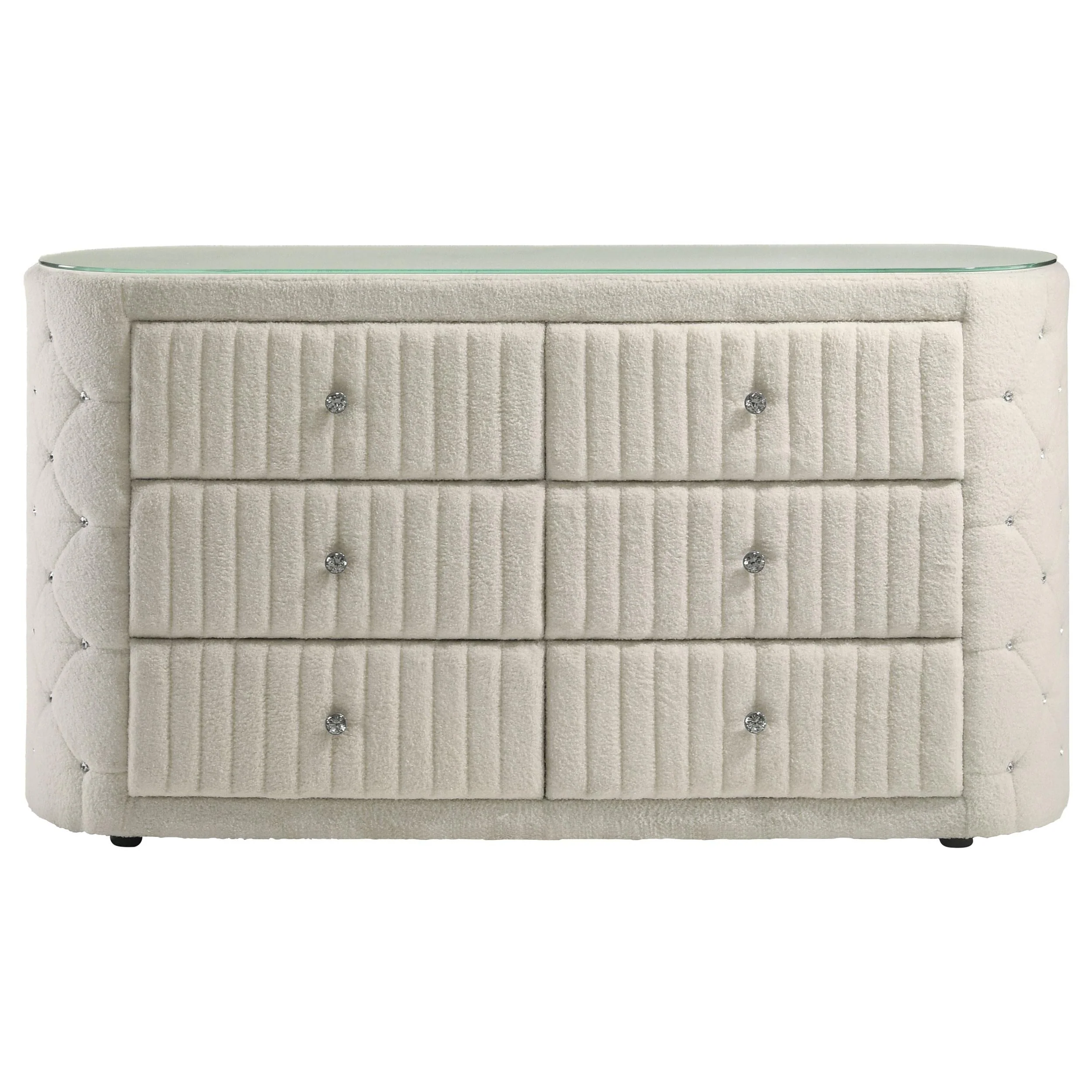 Sonya Ivory 6-Drawer Upholstered Bedroom Dresser - Image 3