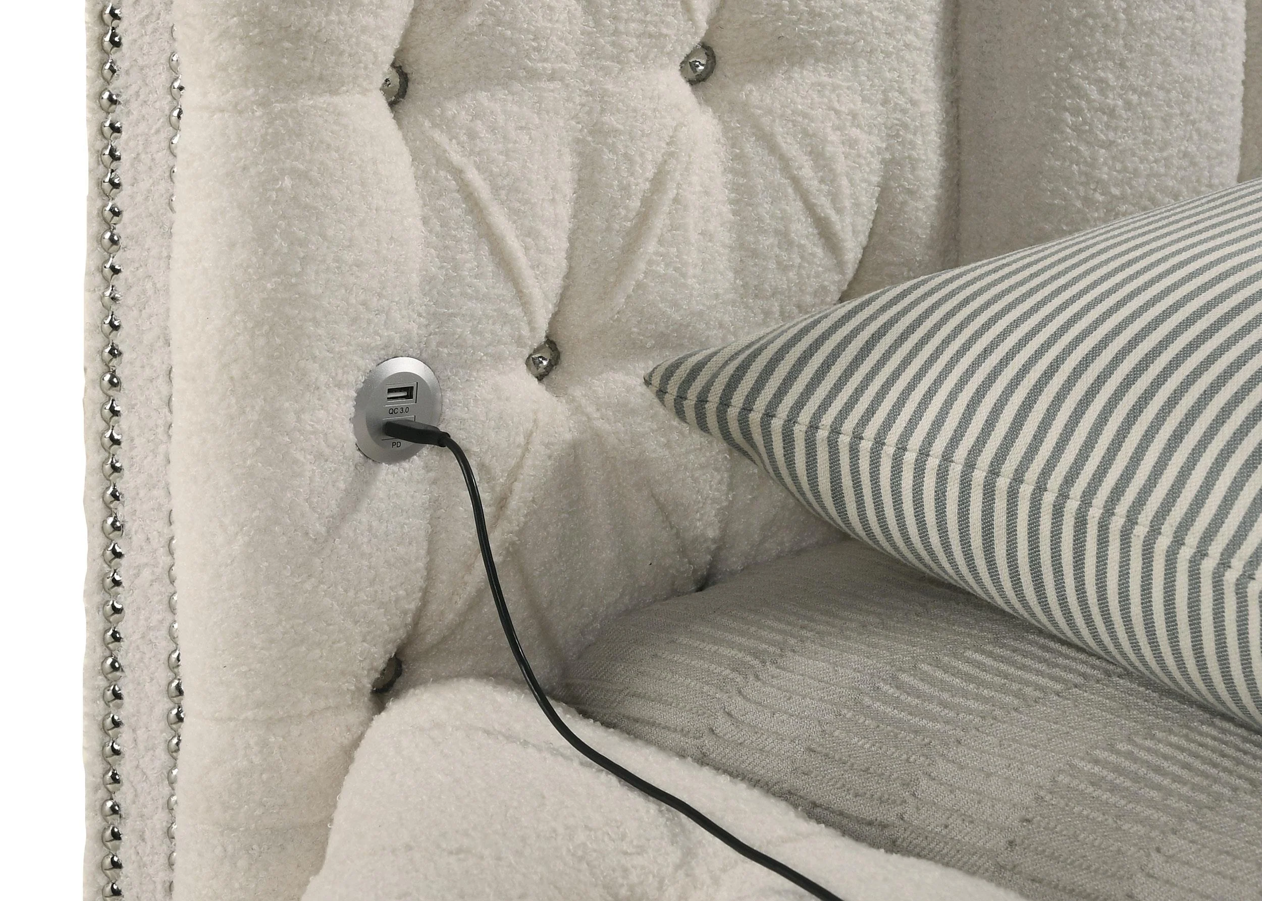Sonya Ivory Upholstered Eastern King Round Storage Bed - Image 7