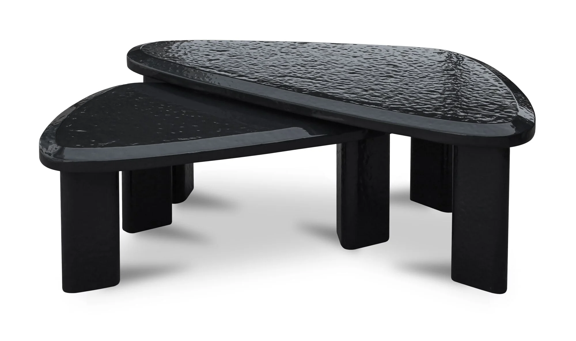 Sophie Outdoor Nesting Table Set Charcoal Lacquer