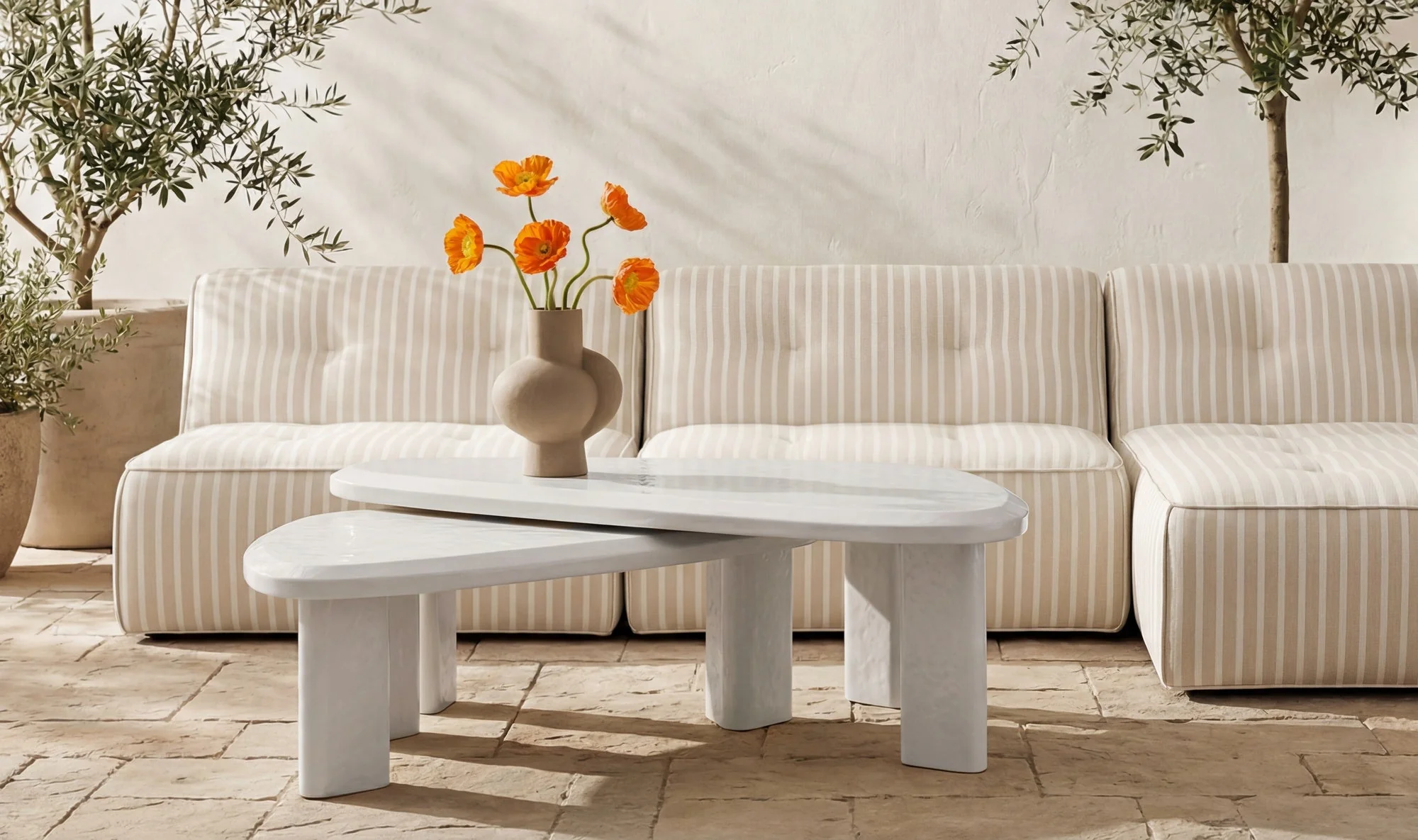 Sophie Outdoor Nesting Table Set Cream Lacquer - Image 3