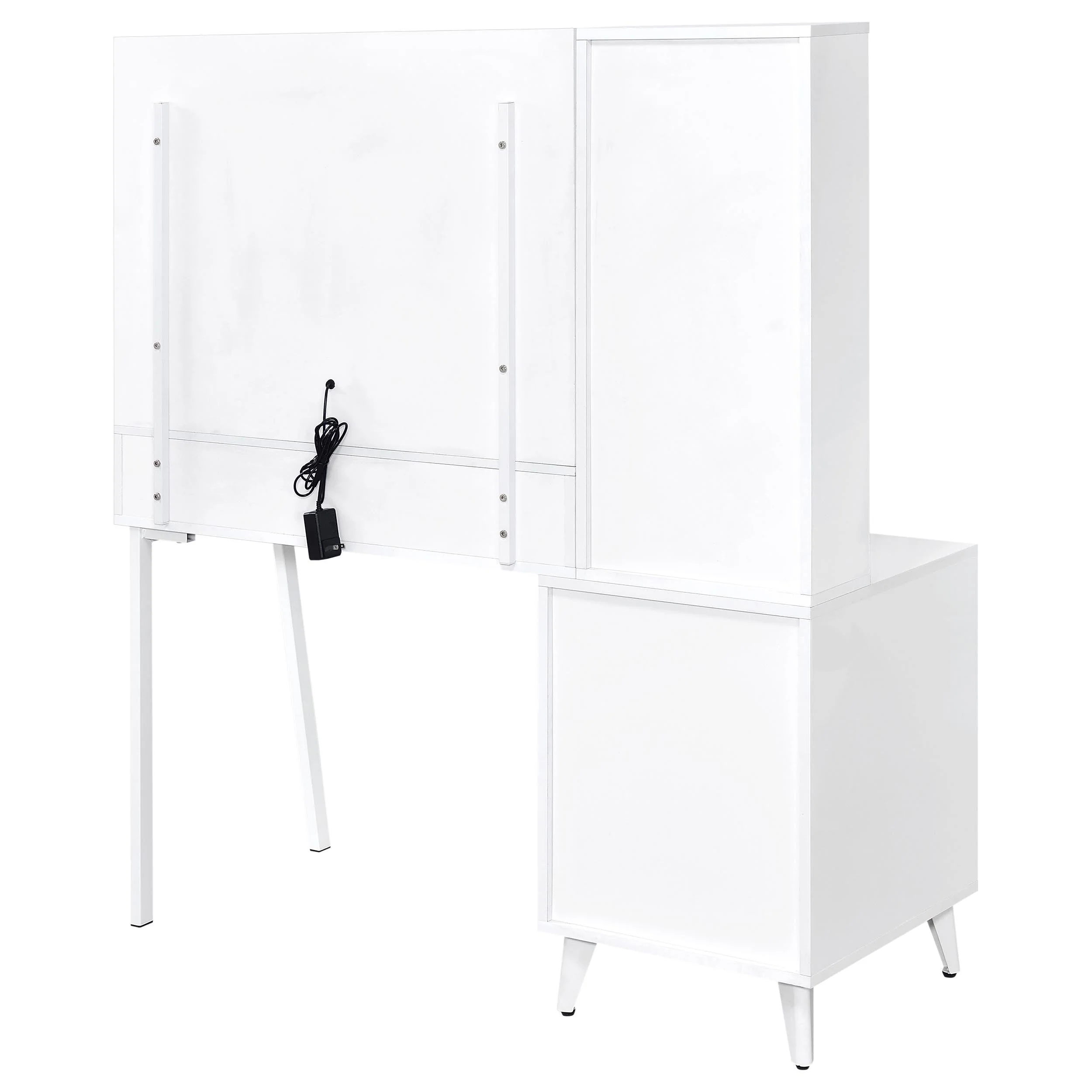 Souza White High Gloss 5-Drawer Makeup Vanity Table With LED Mirror - Image 10