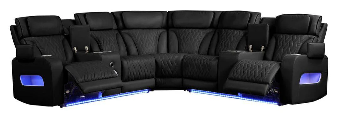Spain Black Power (Power Headrests) Reclining Sectional - Image 2