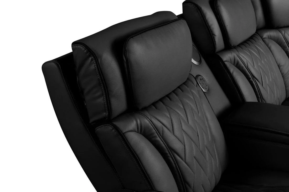 Spain Black Power (Power Headrests) Reclining Sectional - Image 4
