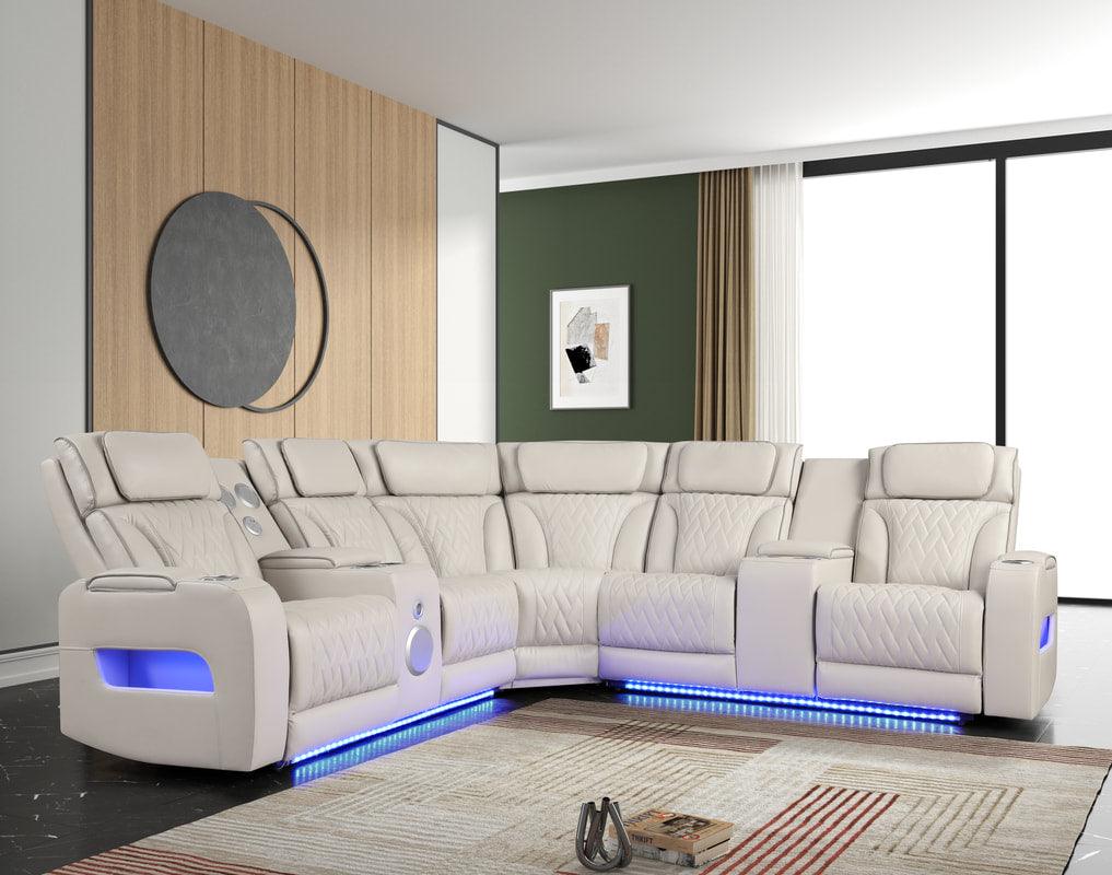Spain Sand Power (Power Headrests) Reclining Sectional