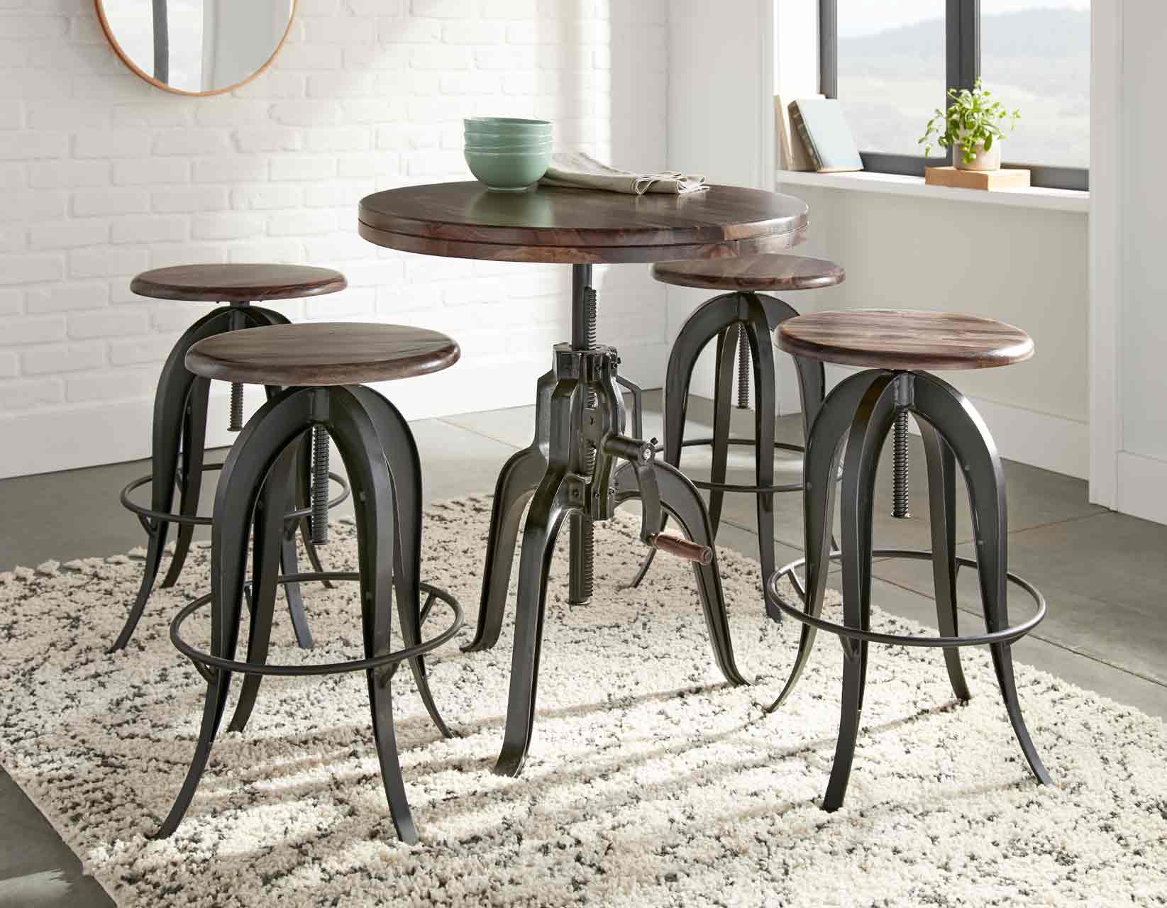 Sparrow Brown/Black Adjustable Height Dining Set - Image 2