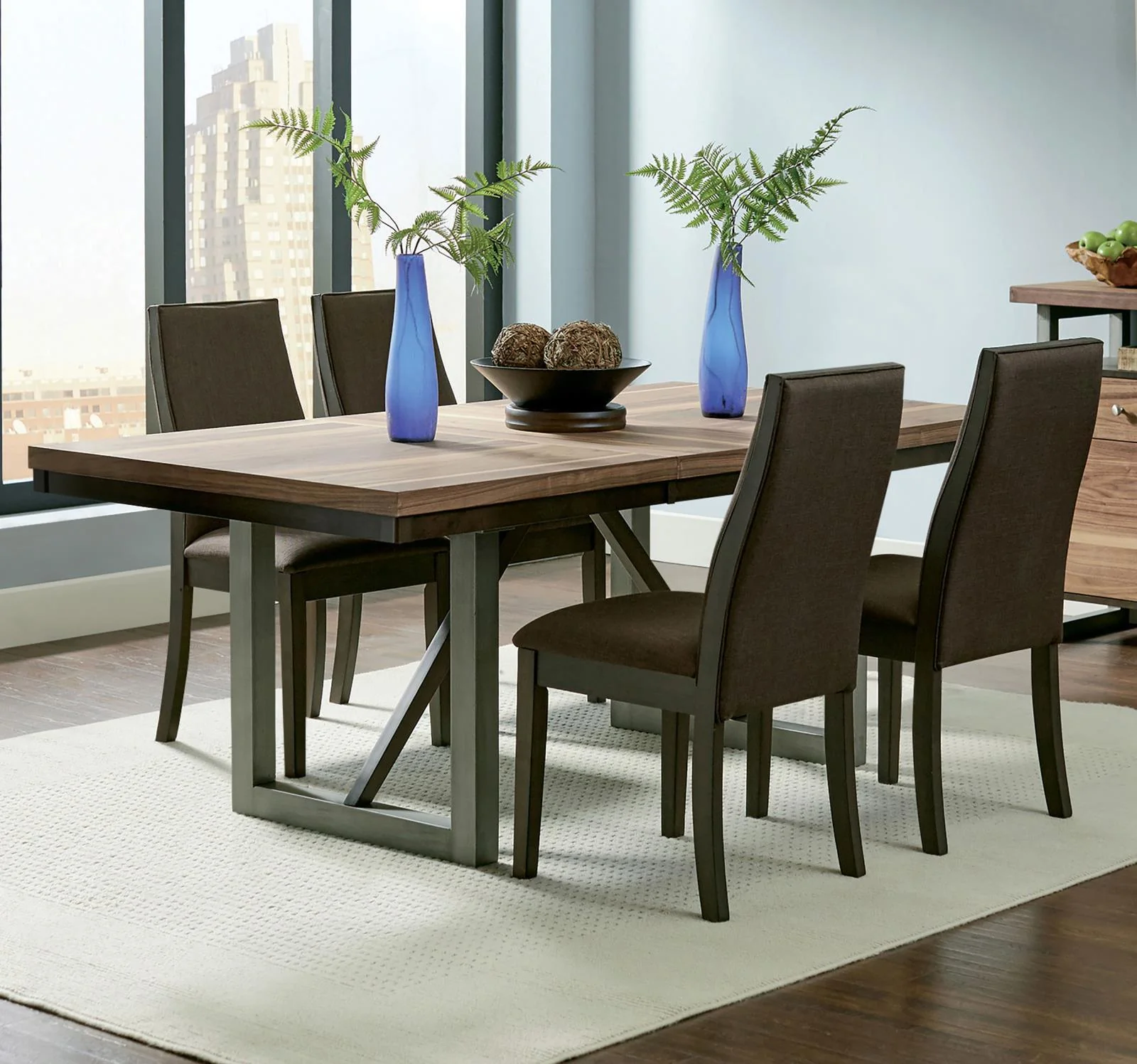 Spring Creek Natural Walnut 5-Piece Industrial Dining Set