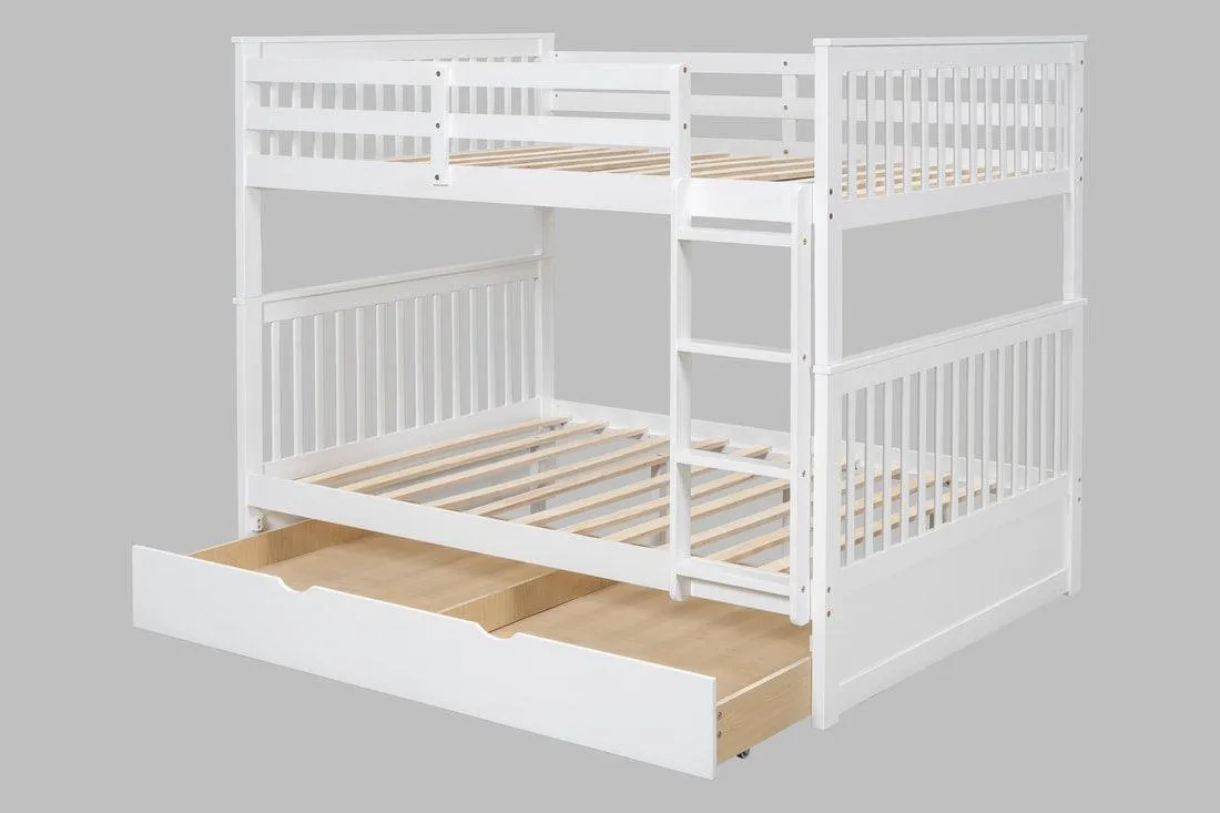 Stack White Full/Full Bunk Bed w/Twin Trundle - Image 3