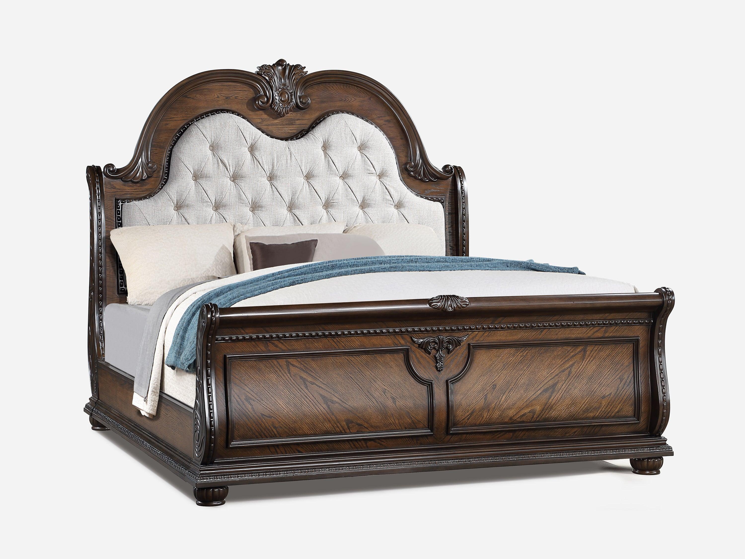 Stanley Coffee Brown Upholstered Sleigh Bedroom Set - Image 2