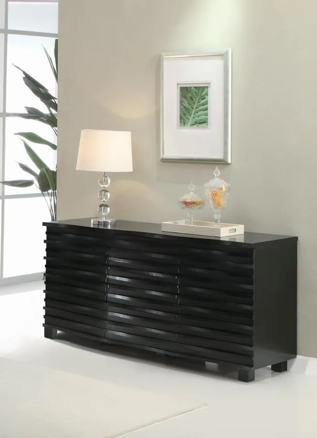 Stanton 3-Drawer Rectangular Server Black